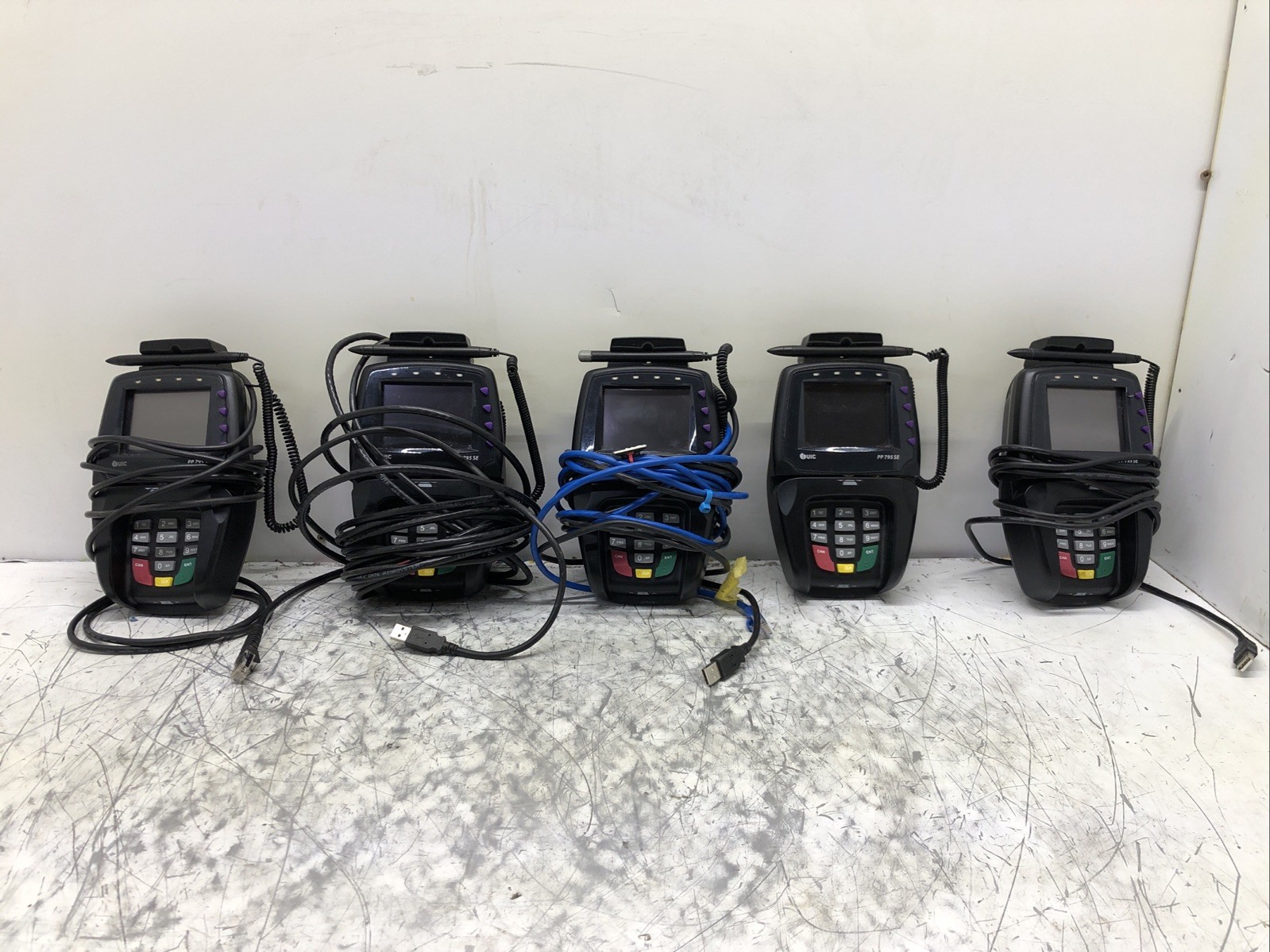 LOT OF 5 — UIC PP 795 SE Advanced Payment Terminal And Some Wires — READ DESC.