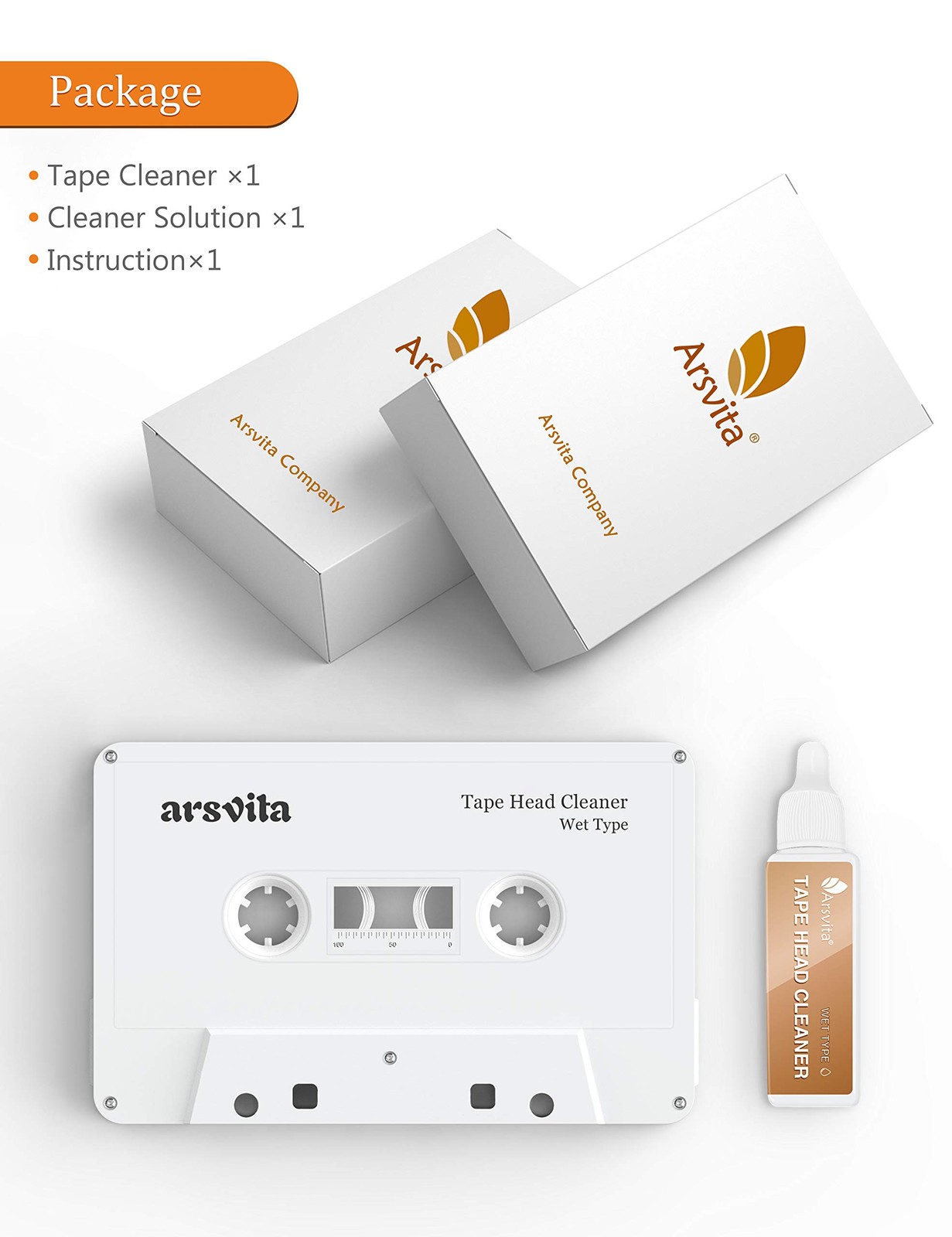 Arsvita Audio Cassette Head Cleaner, Tape Cleaning Kit for 1 pack
