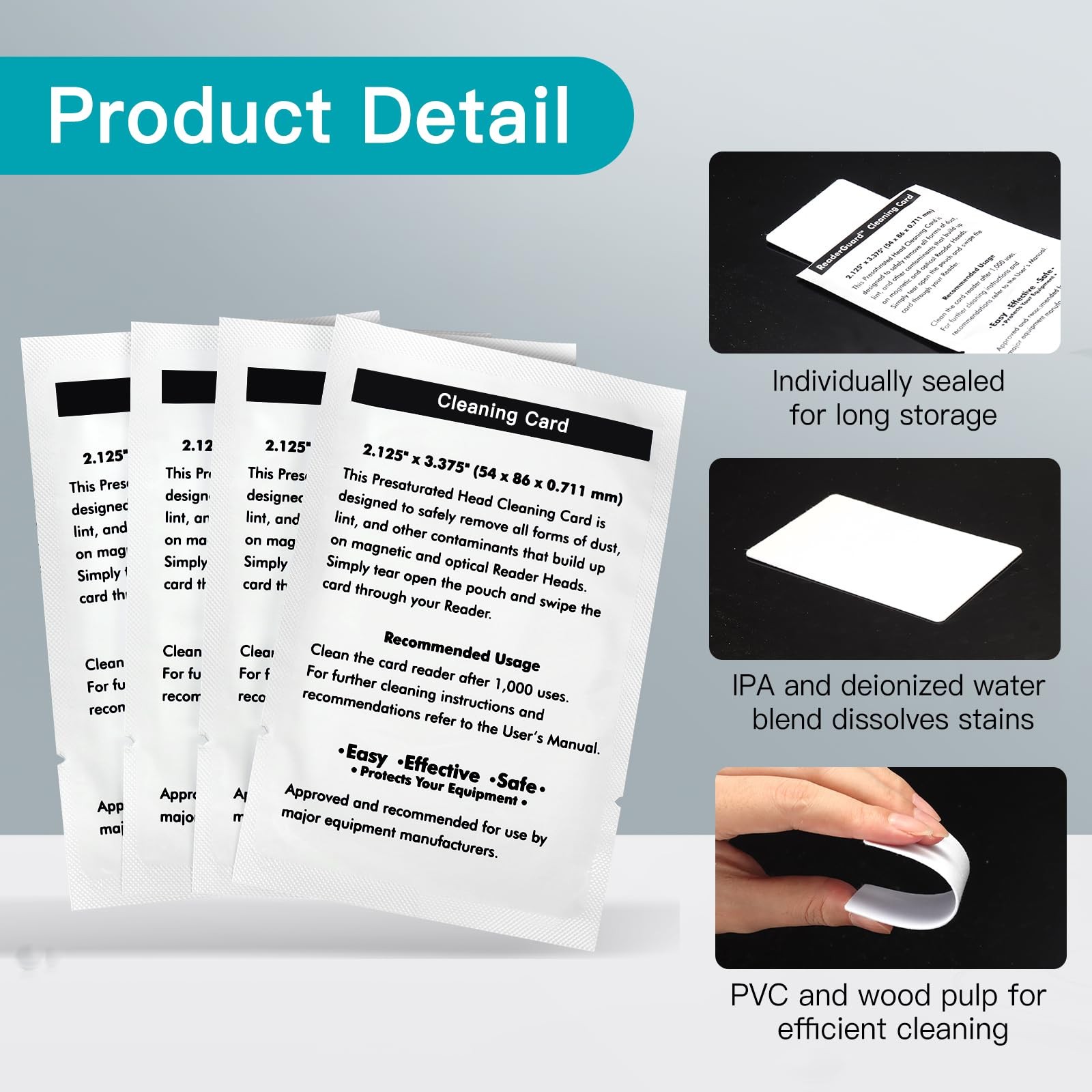 100 PCS Credit Card Reader Cleaning Cards – CR80 Dual Side Cleaning Sheets fo…