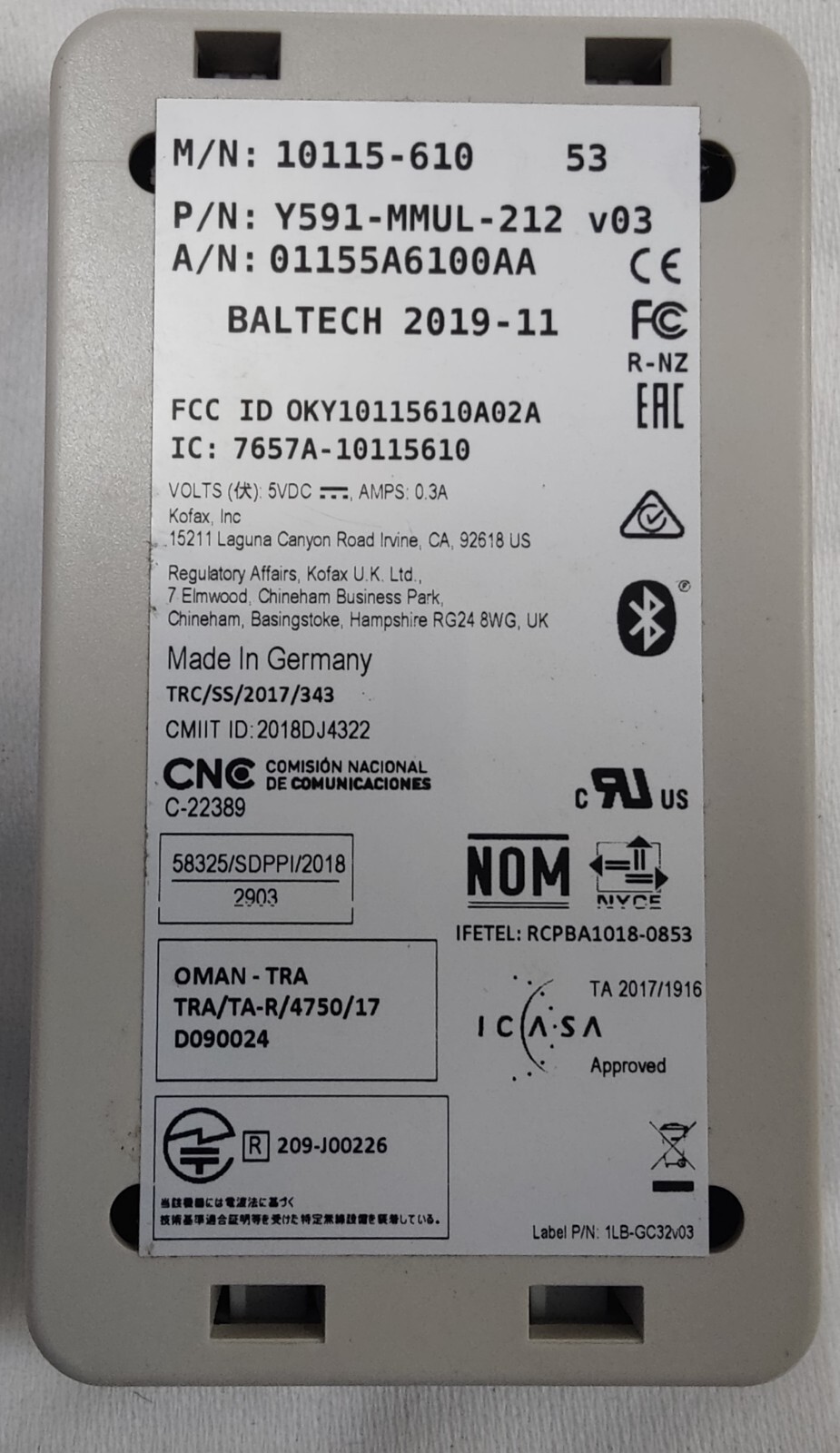 Kofax Micro Card Reader Y10B-MMUL-212