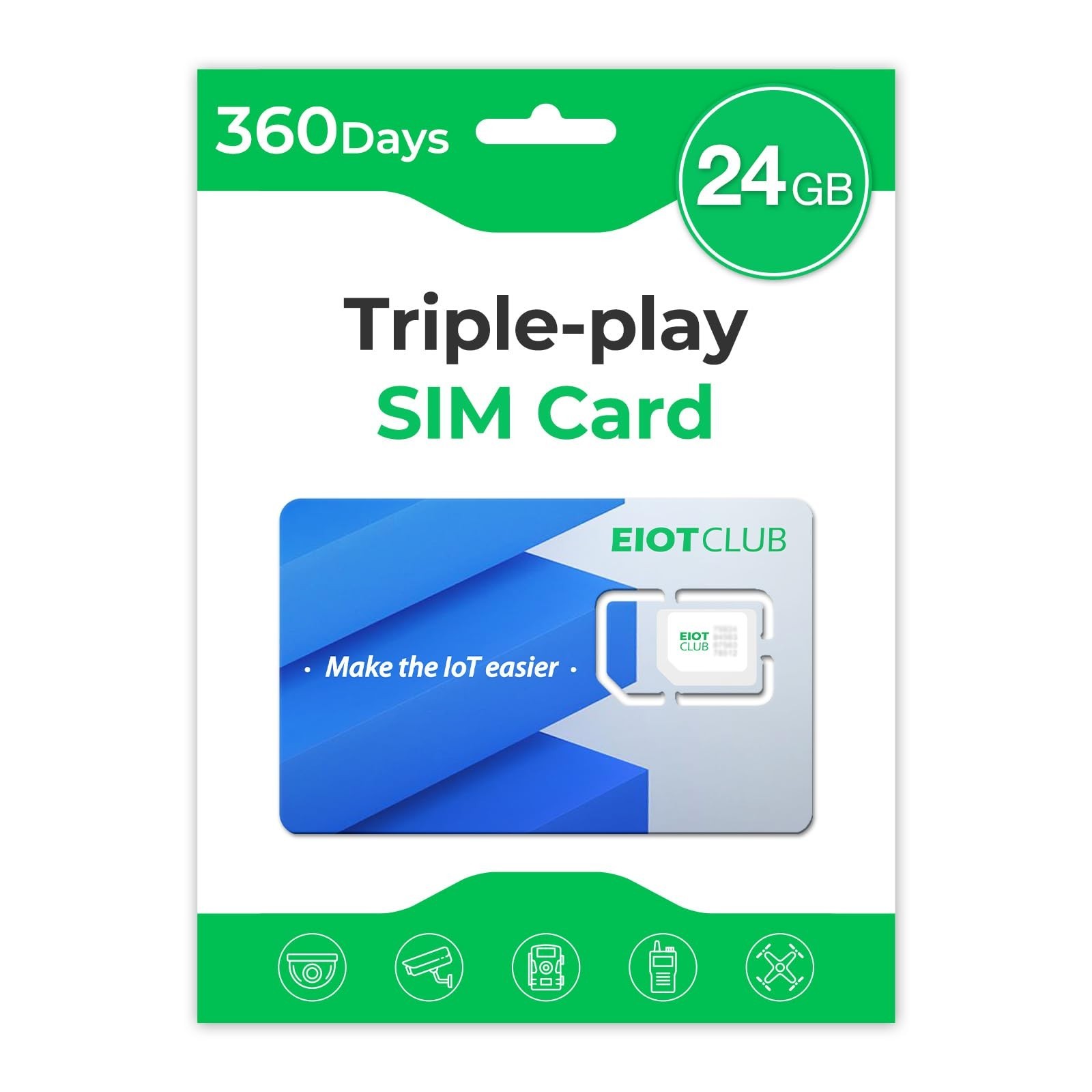 EIOTCLUB Data SIM Card Triple Play for 360 Days – No Contract, Support Unlock…