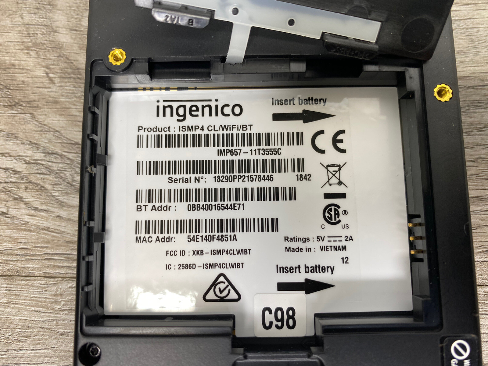 *INGENICO* ISMP4 ISMP 4 IMP657-11T3555C Terminal with Barcode Reader