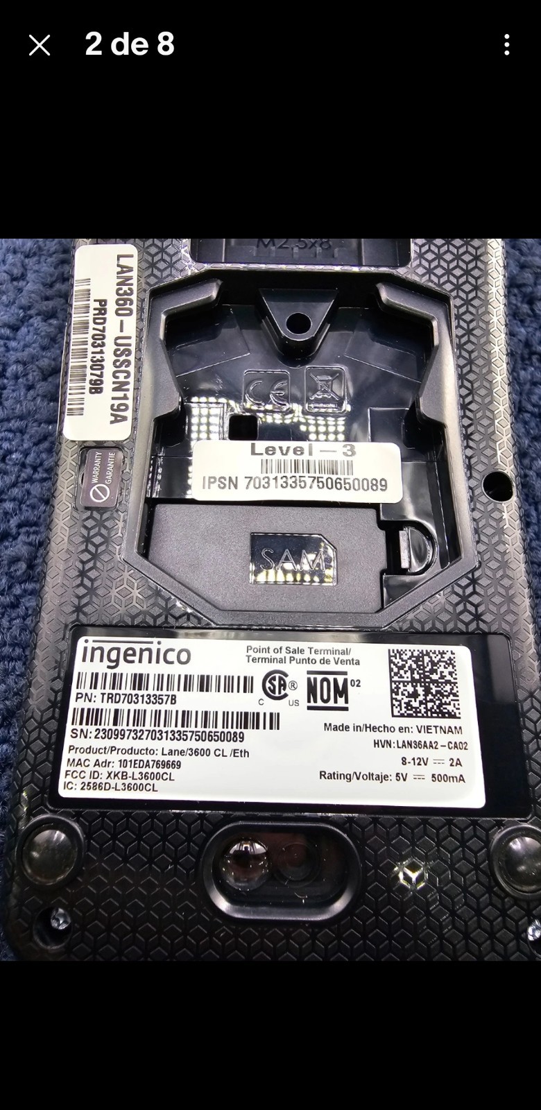 Ingenico LAN360-Uspos16a Lane 3600 Credit Card Reader – Payment Terminal Only