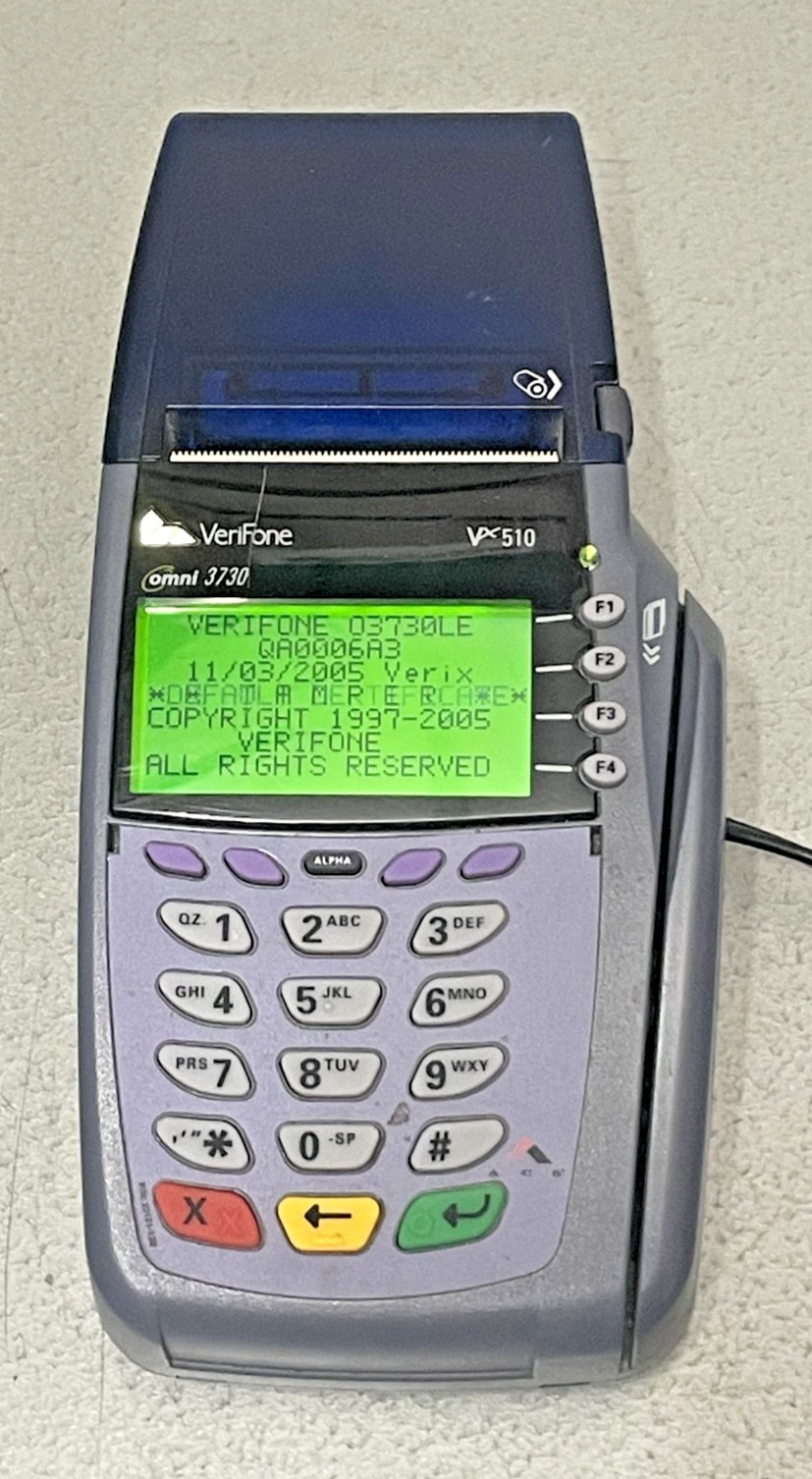 VeriFone VX510 OMNI 3730 Credit Card Reader Terminal NO POWER CORDS BARELY USED