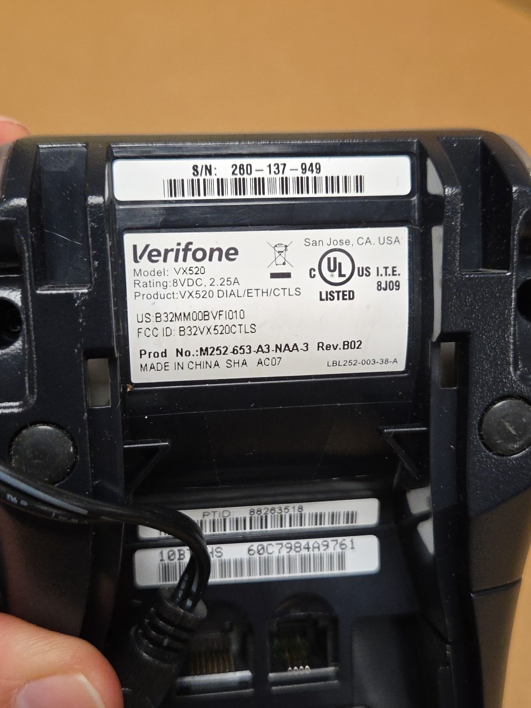 VERIFONE VX520 CREDIT / DEBIT CARD POS TERMINAL WITH POWER CORD *UNTESTED