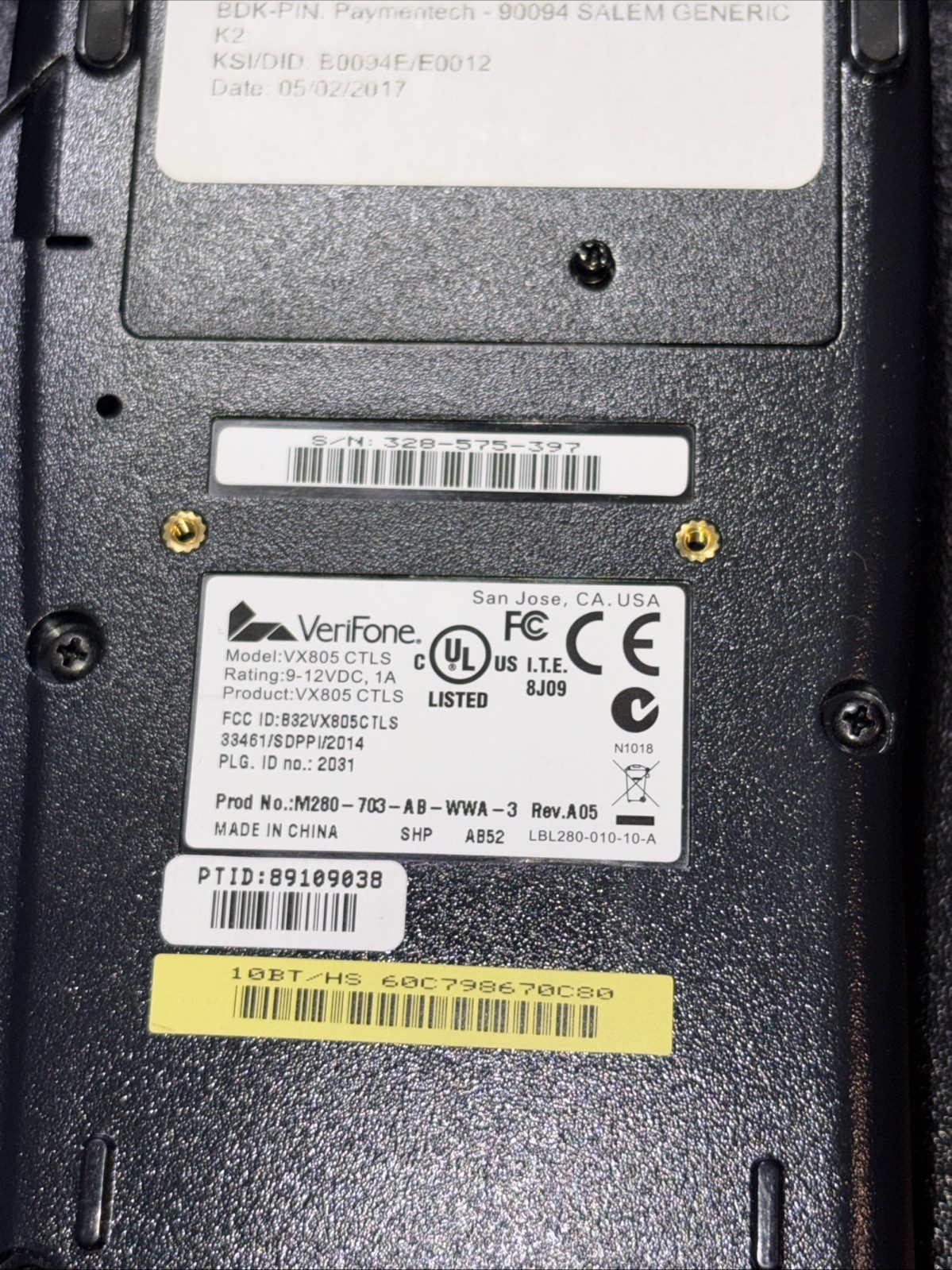 VeriFone VX805 CTLS Pin Pad Chip/Card Reader