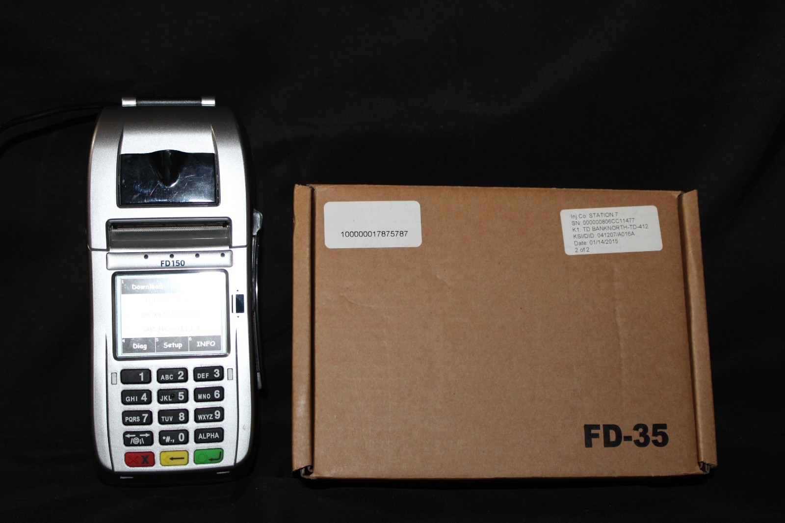 First Data FD150 Credit Card Machine with New in Box FD35 PIN pad Included