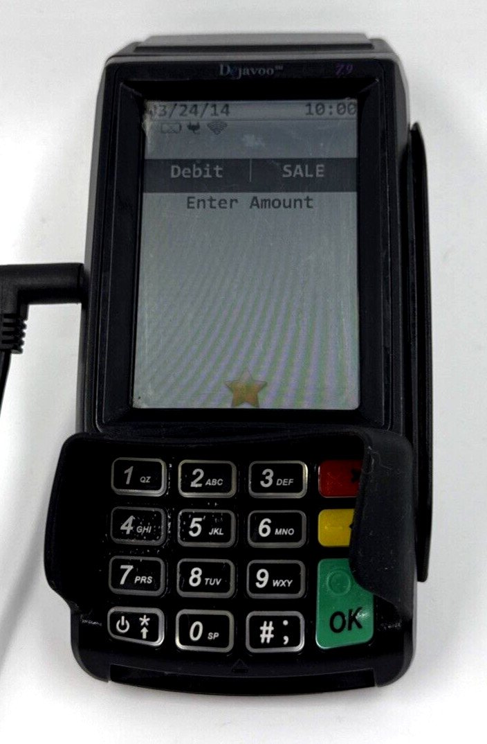 Dejavoo Z9 3.5″ VEGA3000 LCD POS Credit Card Terminal w/No Power Adapter/Tested