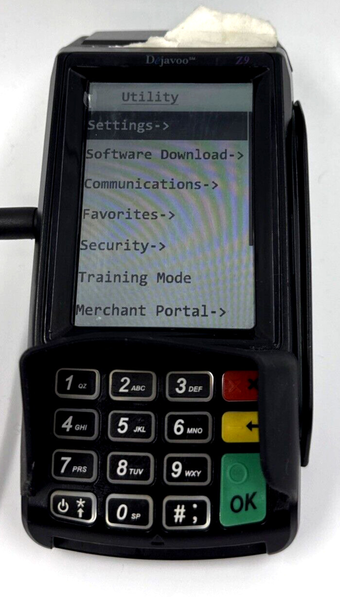 Dejavoo Z9 3.5″ VEGA3000 LCD POS Credit Card Terminal w/ No Power Cord/Tested
