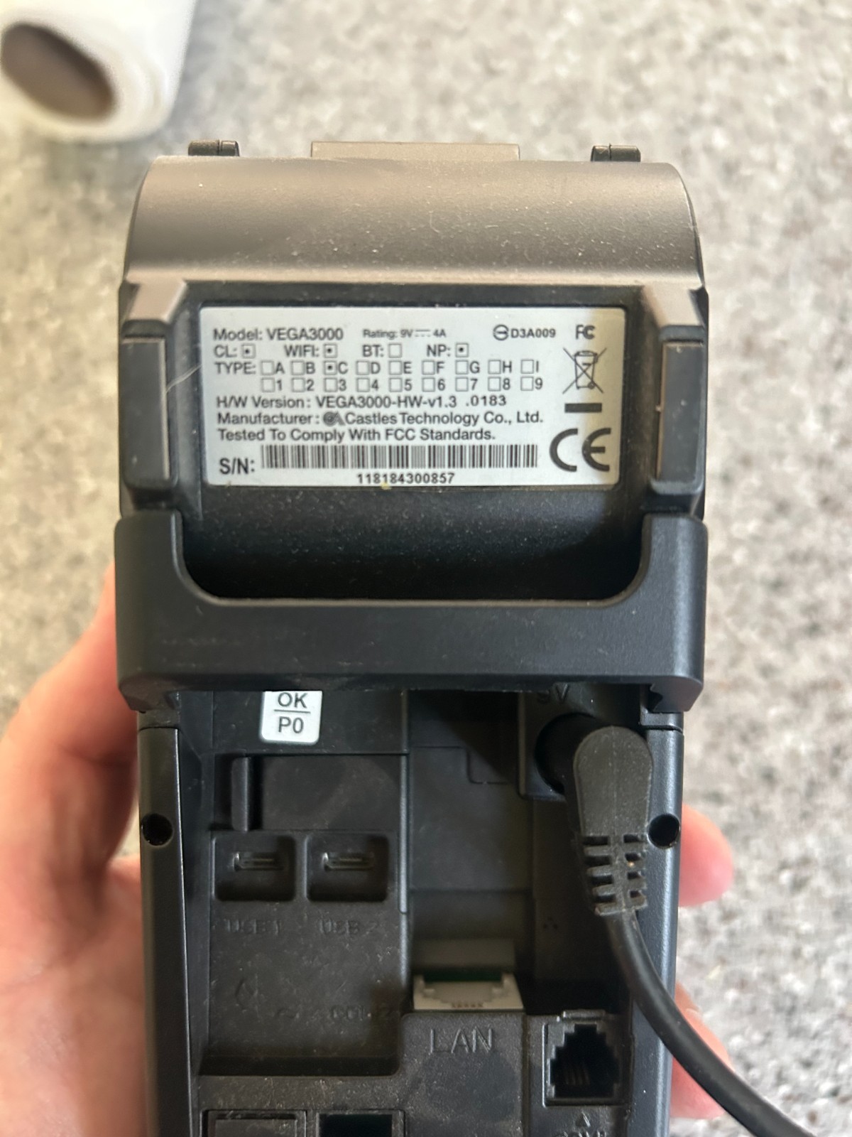 CASTLES V3 Vega3000 Credit Card Processing Terminal with Power Cord – WORKS!