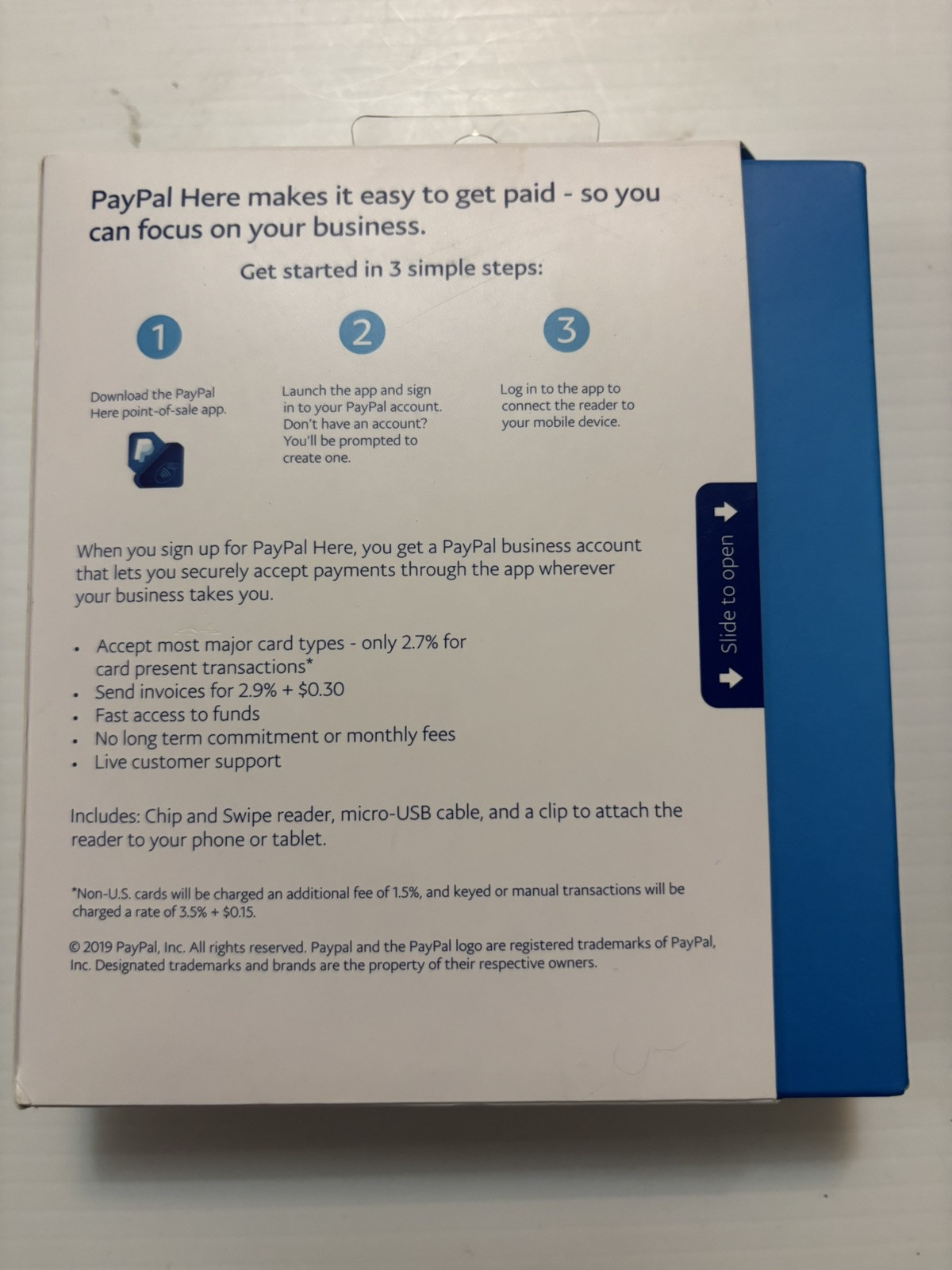Paypal Here Chip and Swipe Reader Black New In Box NIB Fast Shipping