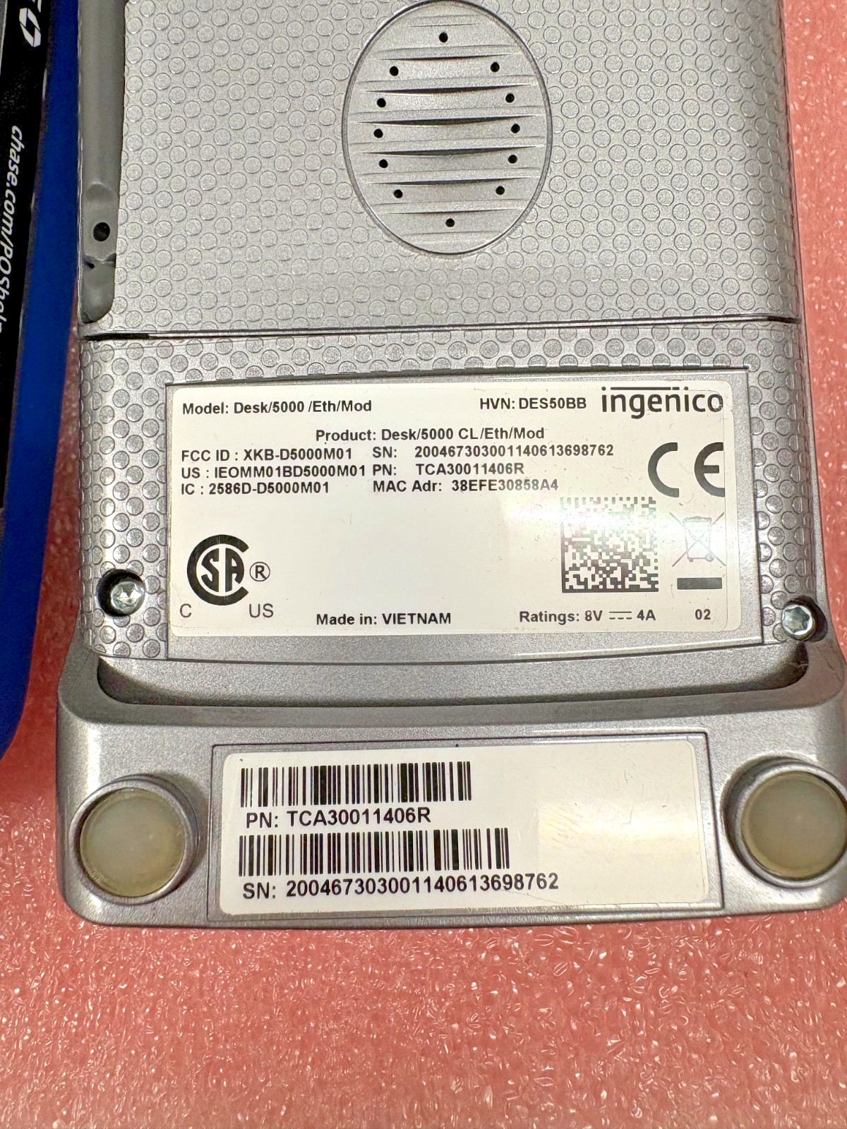 Ingenico Desk/5000 CHASE All-in-One Card Reader TCA30011406R (LOT OF 2)