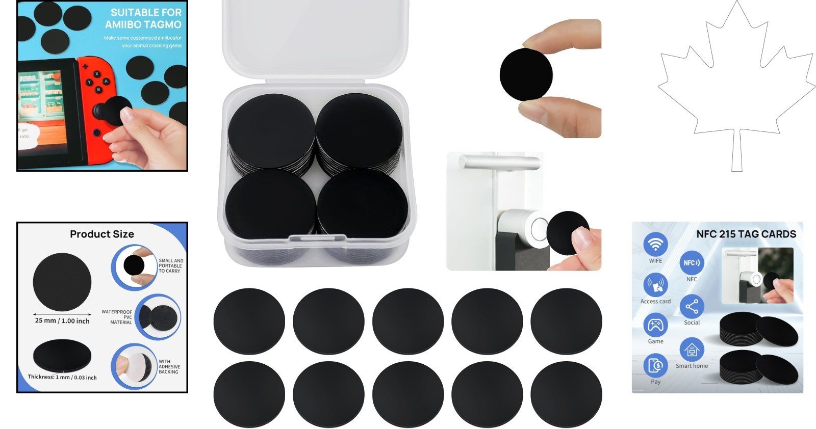 Versatile 20 Pcs NFC Stickers – 25mm Round Tags Compatible with All NFC Phones