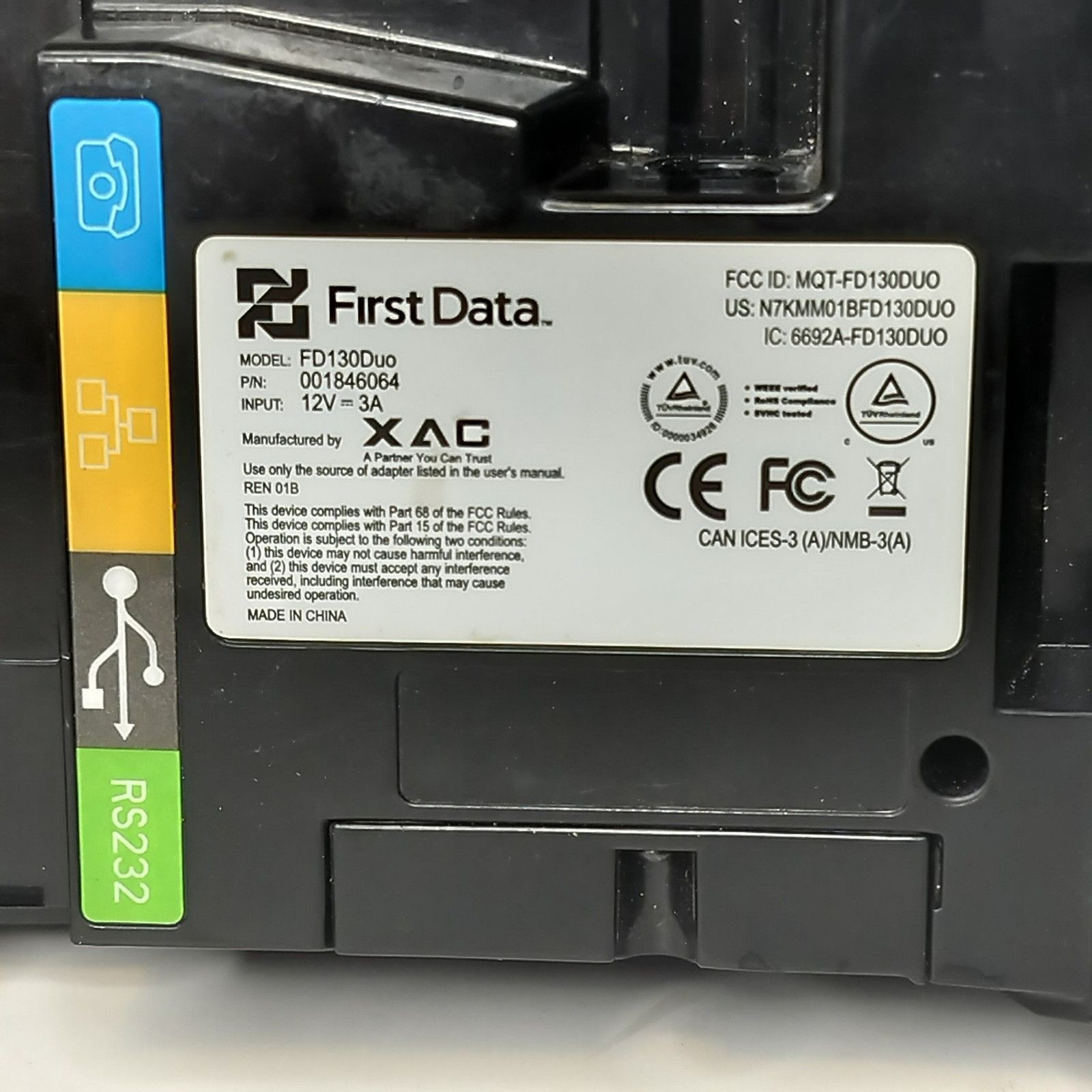 First Data FD130 Duo Credit Card Terminal EMV CTLS No Cables Untested POS Reader