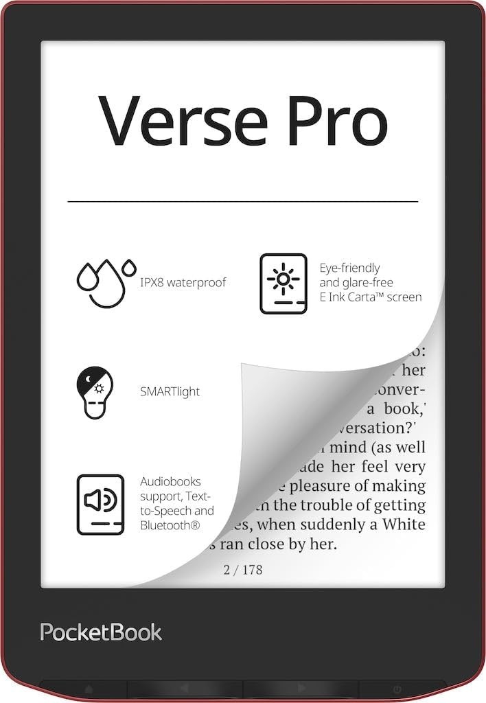 PocketBook Verse Pro E-Reader Waterproof, 6” E-Ink Carta™ HD Touchscreen, Azure