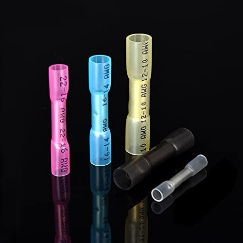 Qizpcer Heat Shrink Butt Connectors, 16-14 AWG 100Pcs Blue Waterproof