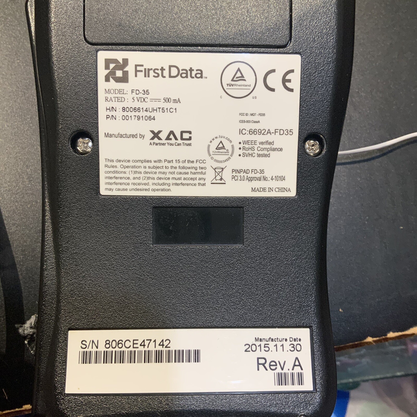 First Data FD35 PIN pad 2pieces $15.99FOR PARTS/REPAIR ONLY-TAMPERED,NO RETURN!!