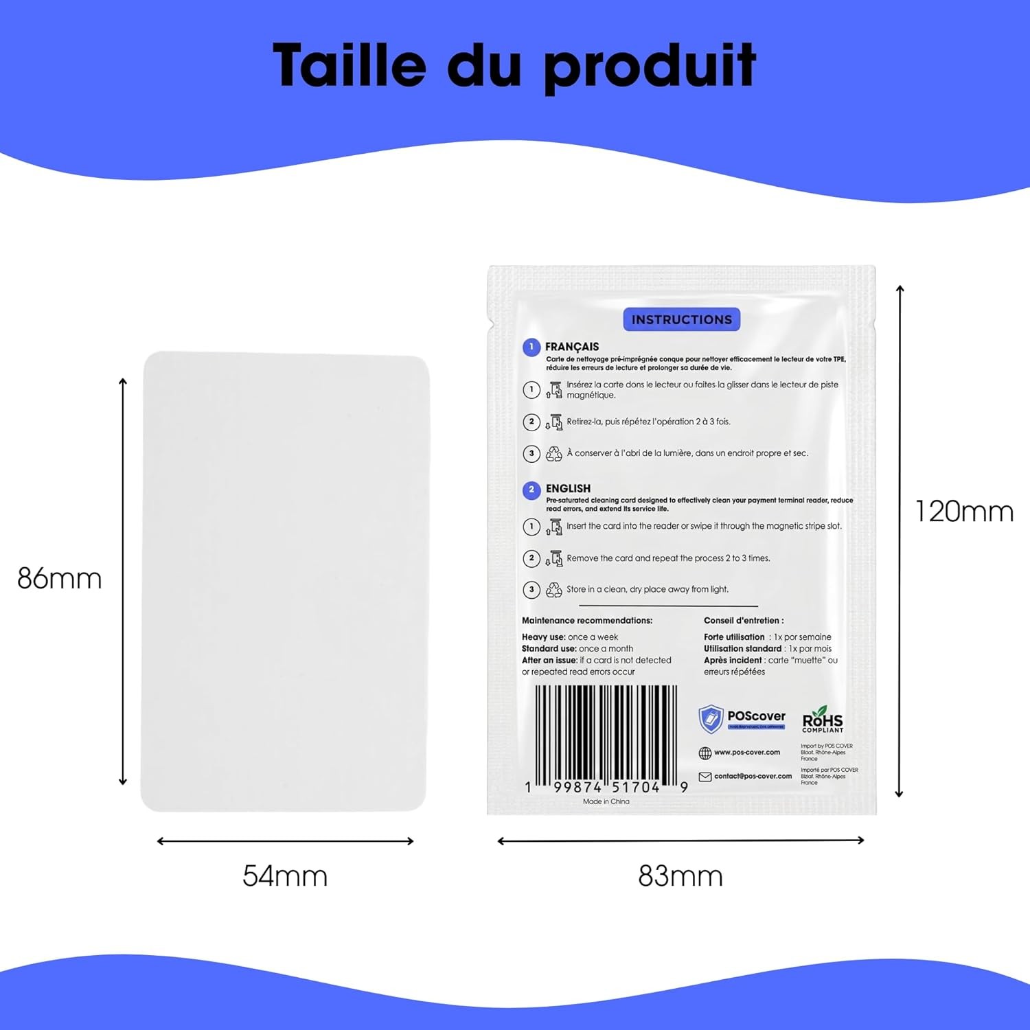 Reusable Credit Card Reader Cleaner – Pre-Saturated Cleaning Card for POS Termin