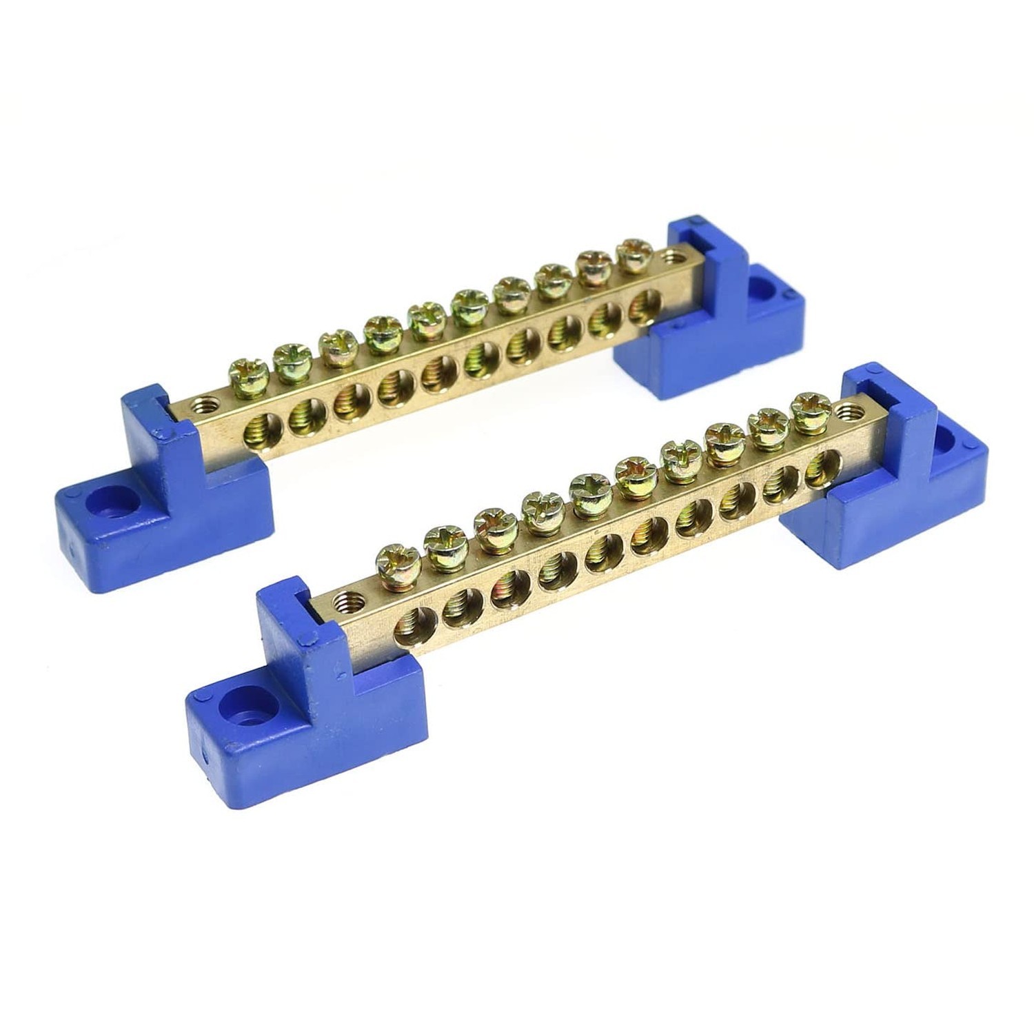 RLECS 2pcs Terminal Bus Bar 10 Positions Terminal Block Brass Wire Screw Term…
