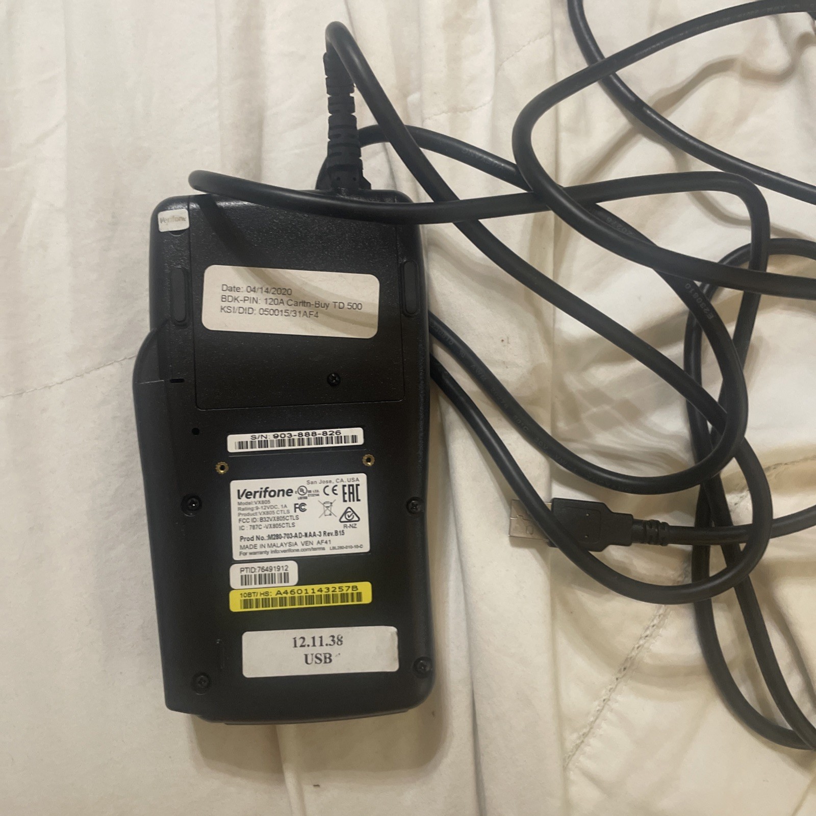 New Verifone VX-805 Pin Pad Card Reader 160mb Keypad & Cables