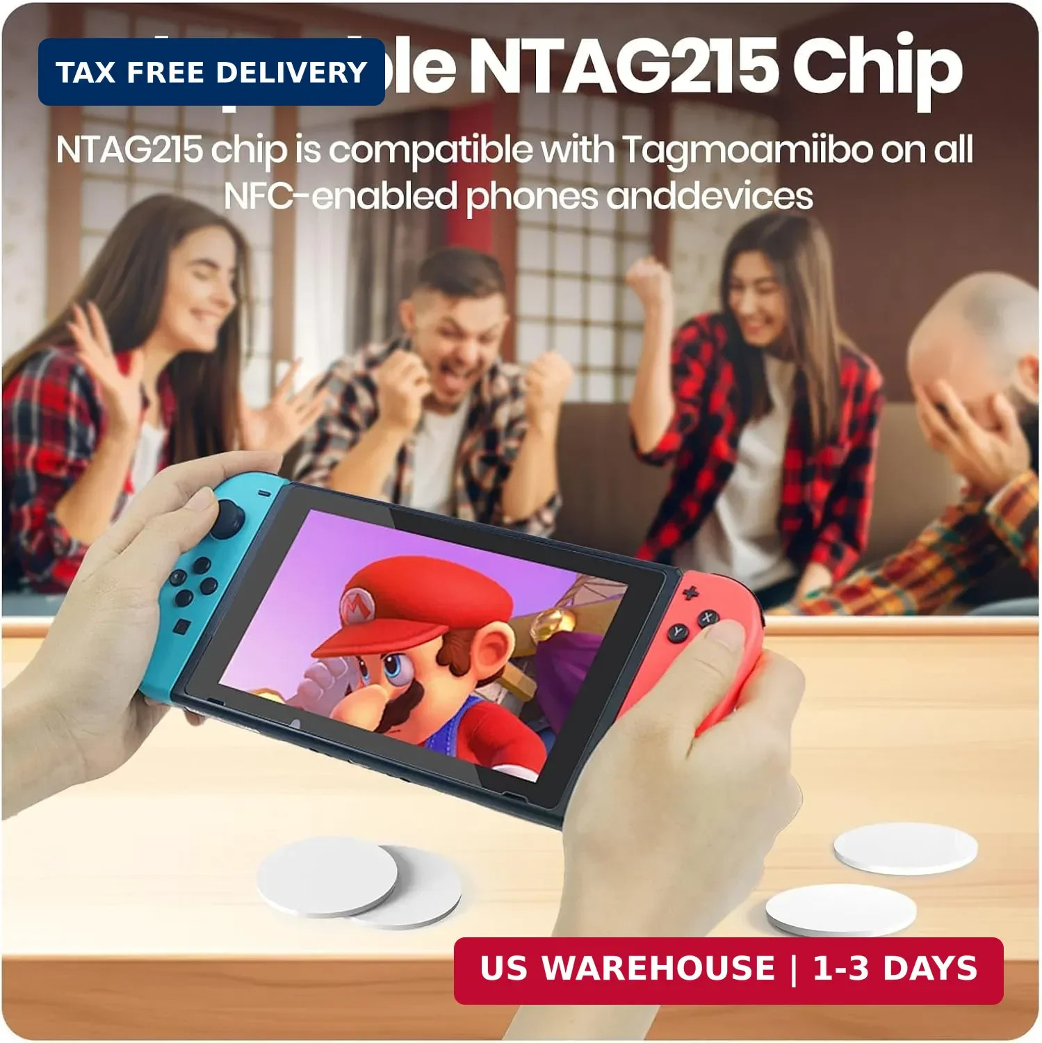50 Pcs NFC Tags NTAG215 – Blank Rewritable NFC Cards, 504 Bytes Memory, Compatib