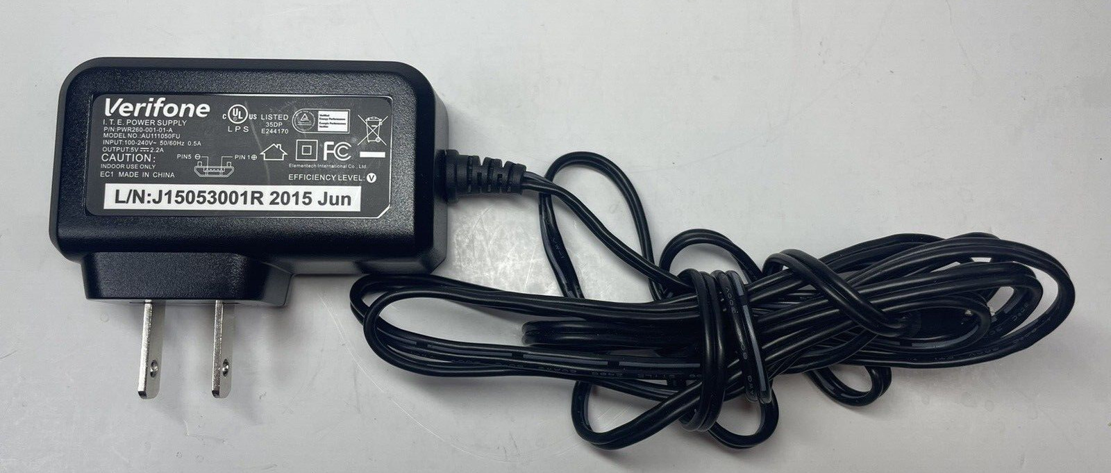 VeriFone Power Supply AU111050FU 5.5V 2.2A P/N:PWR260-001-01-A