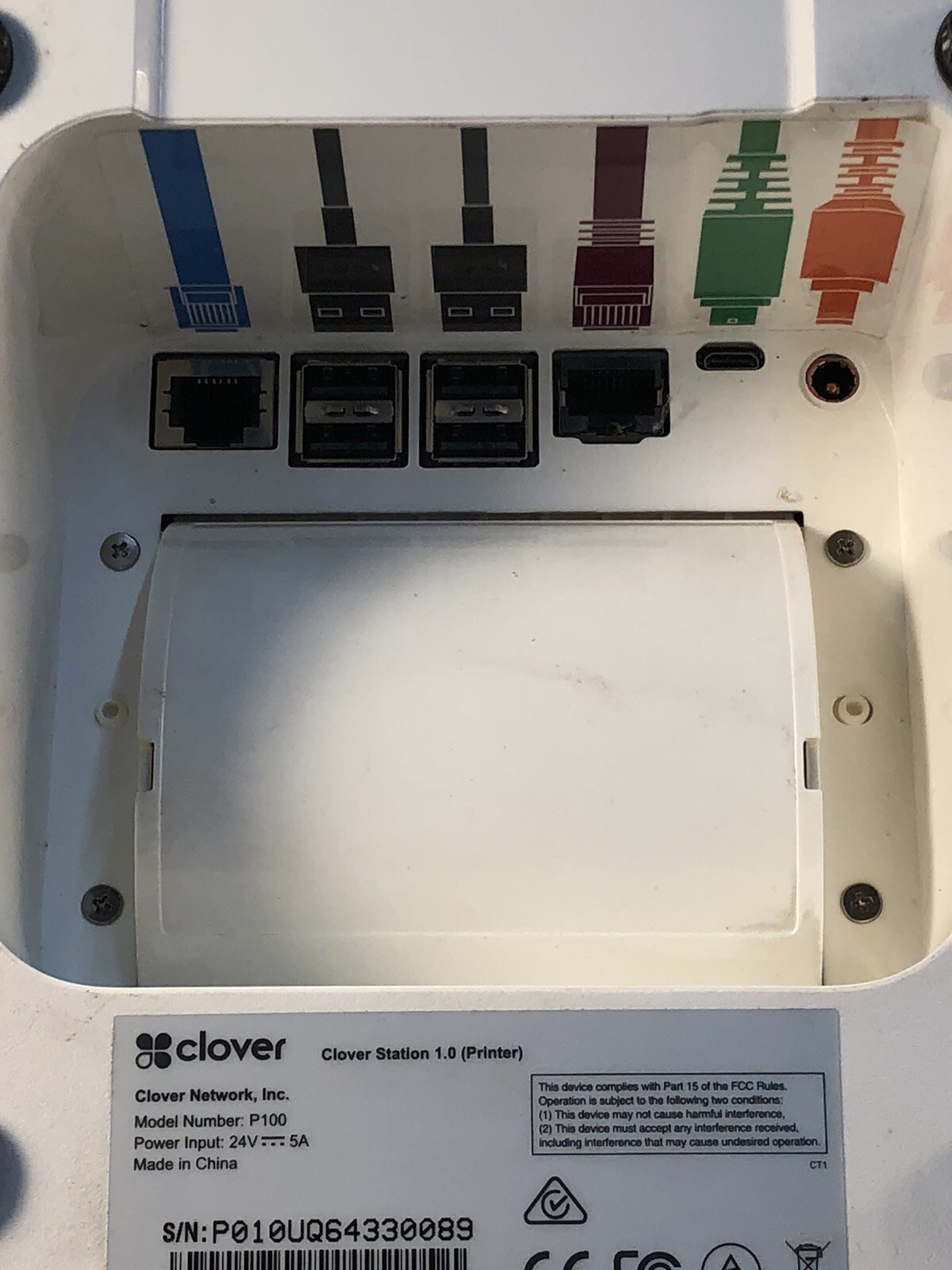 Clover Station 1.0 P100 Receipt Printer w/Power Adaptor no power cord