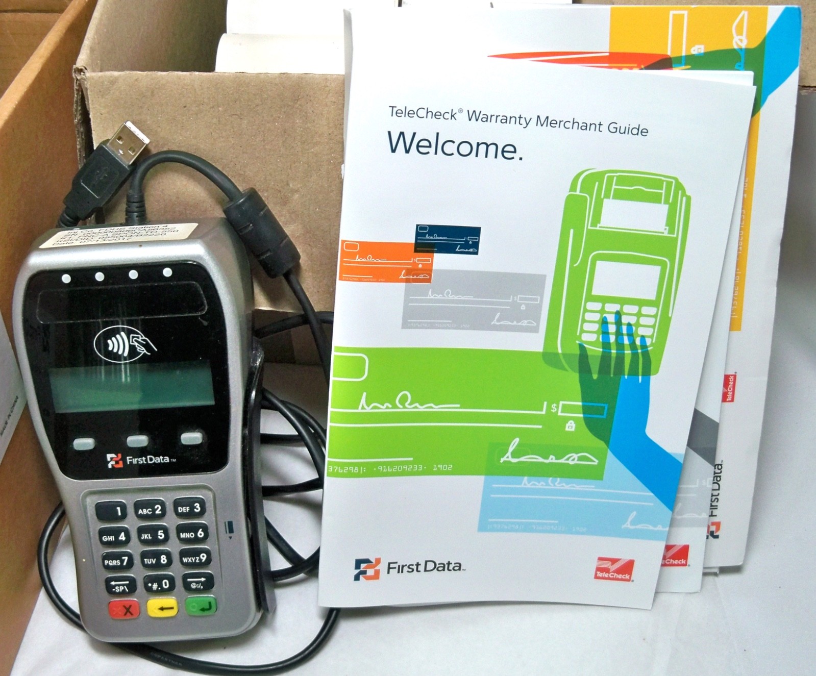 First Data FD200Ti Credit Card Terminal FD-35 EMV Pinpad, Ink & Paper Bundle