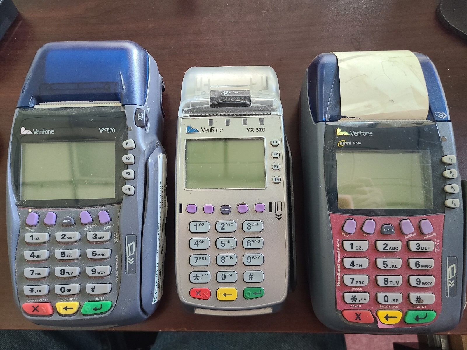 LOT OF Verifone Card Terminals, Omni 3740, VX 520, and VX 570. No Power Cords.