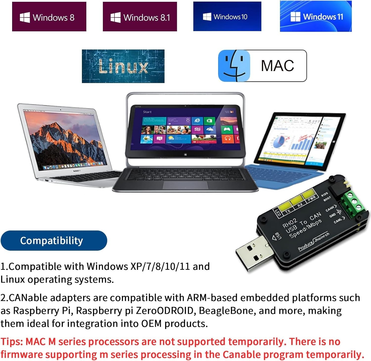 USB CAN Bus Adapter for Automotive Signal Processing