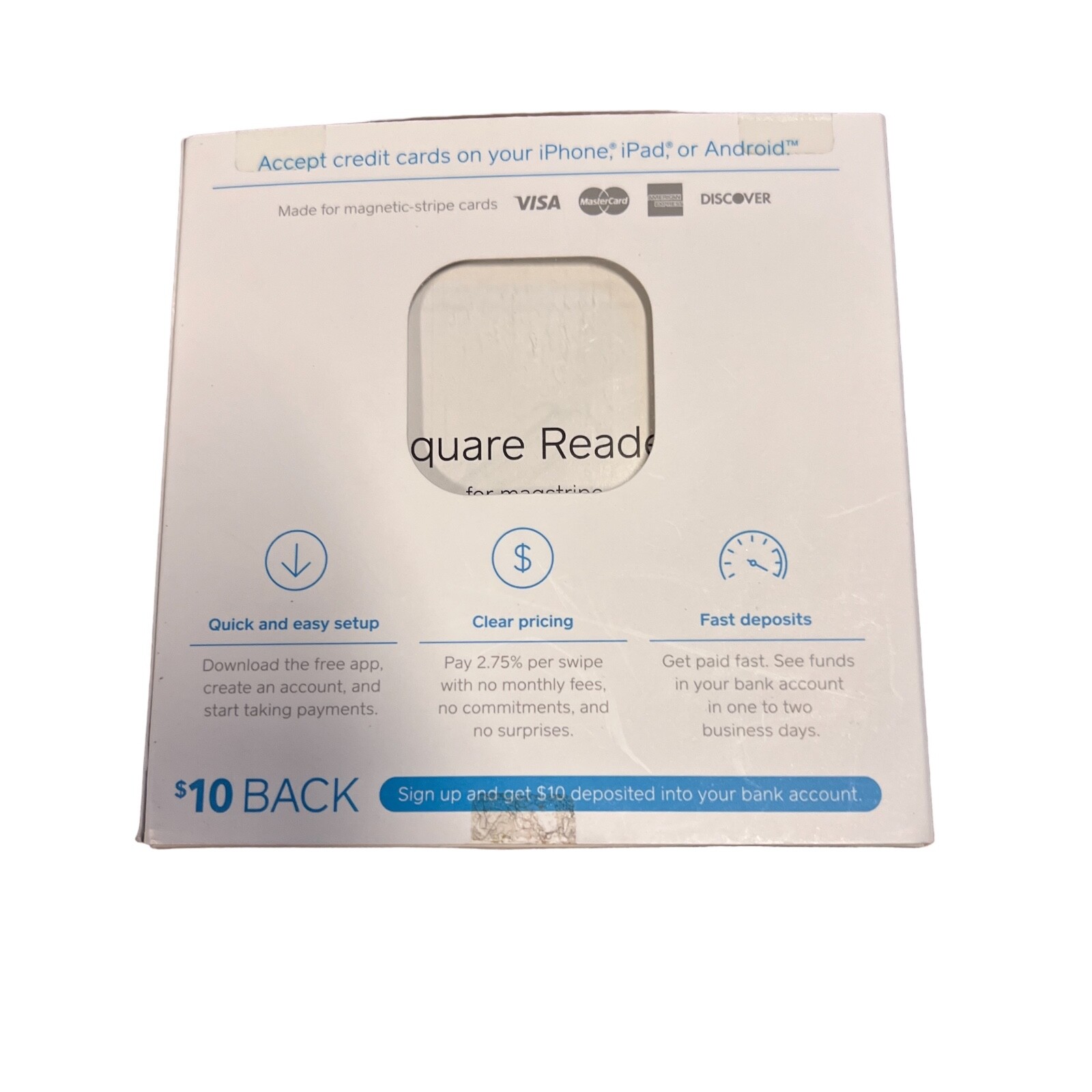 Square Credit Card Reader For iPhone/Android 3.5mm Headphone Jack Connector NEW