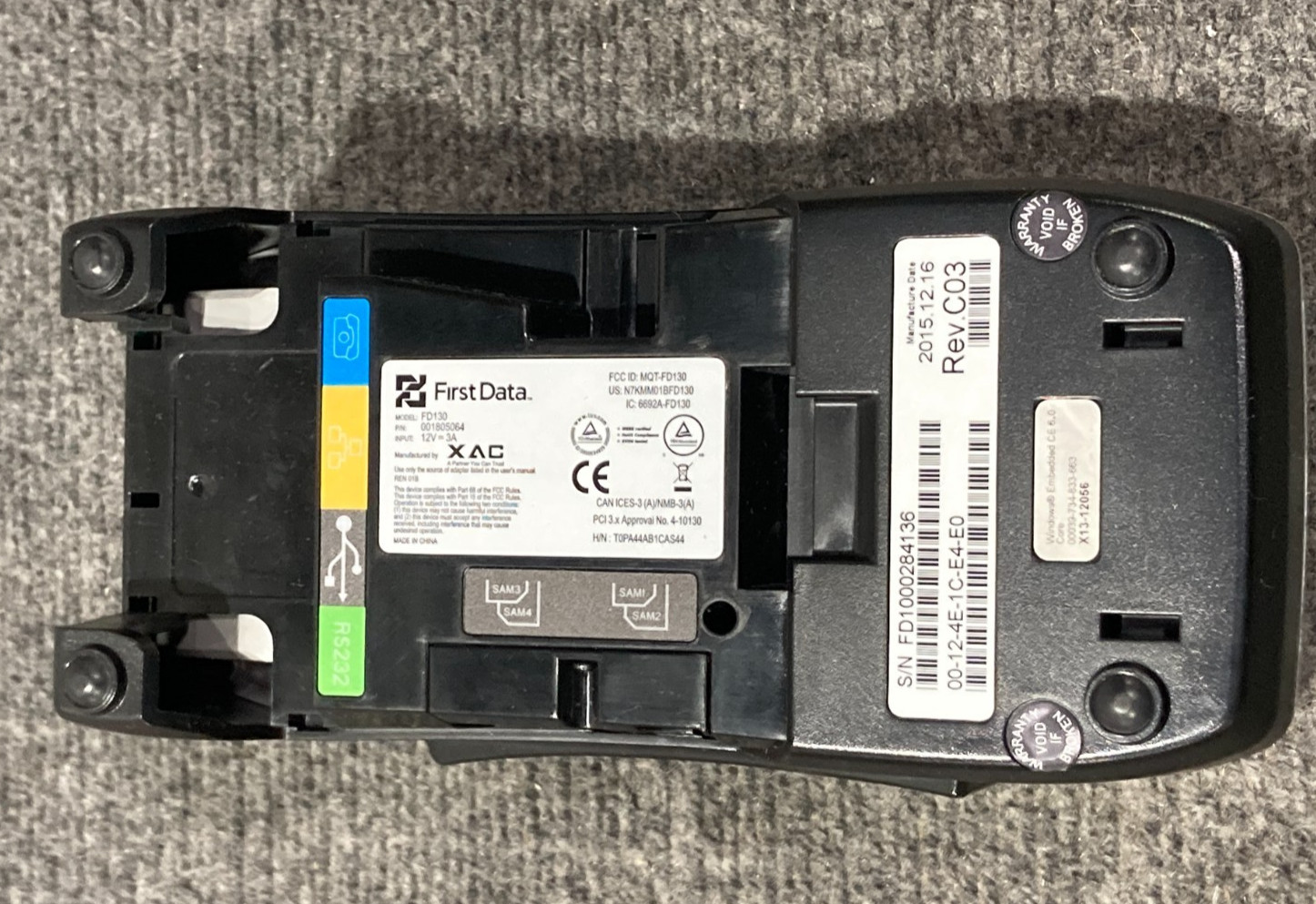 FIRST DATA FD130 CREDIT CARD TERMINAL w/ Power Cord – Open Box –