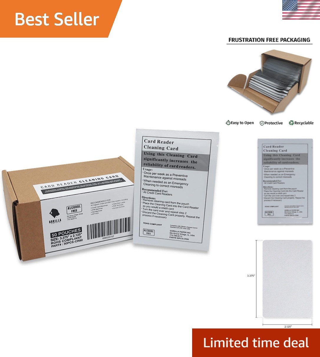Credit Card Cleaning Cards, Dual Side Card Reader Cleaner, POS Terminal Magne…