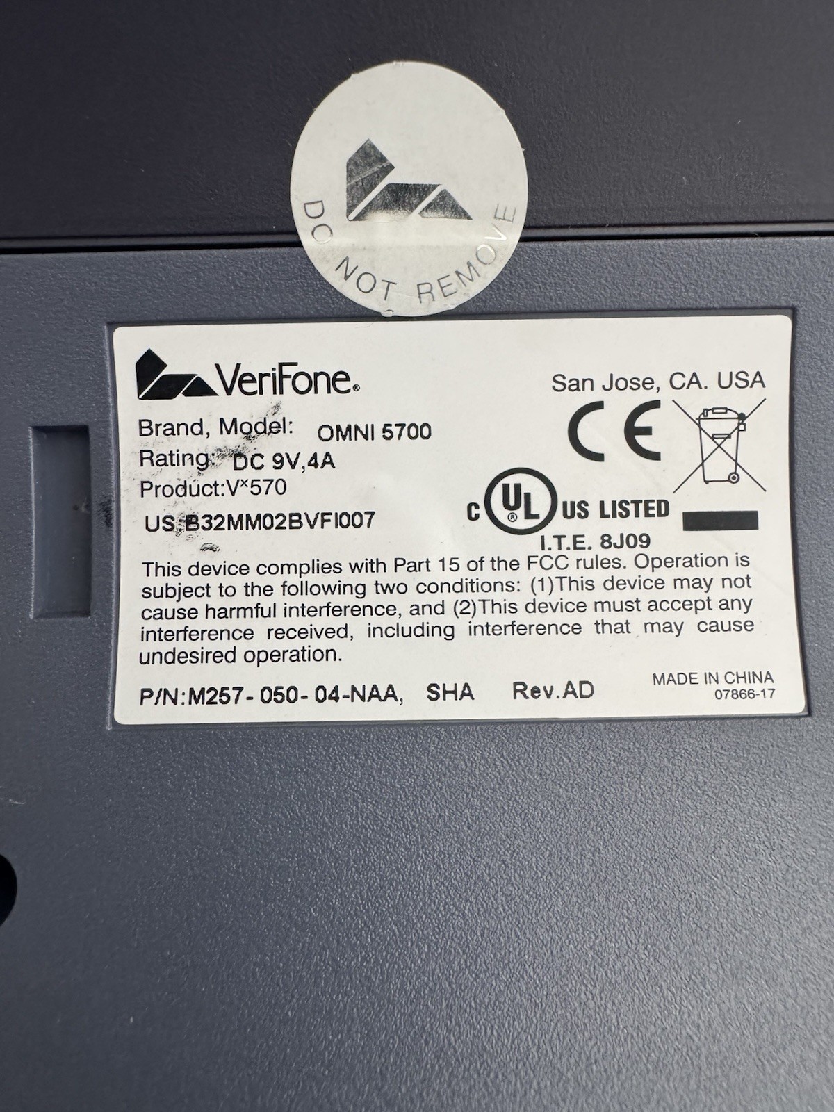 Verifone Vx570 Omni 5700 Credit Card Terminal Printer! Tested: Works!