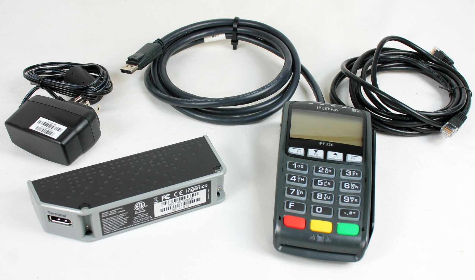 INGENICO IPP320 POS CARD READER KIT ~ READER, COMBOX, AC ADAPTER & CABLES