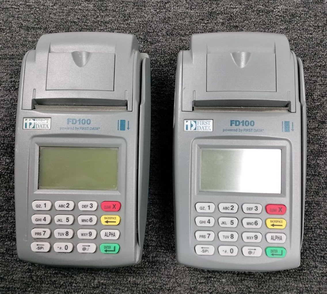 (LOT OF 2) First Data (FD-100) Credit Card Terminal *READ DESC*