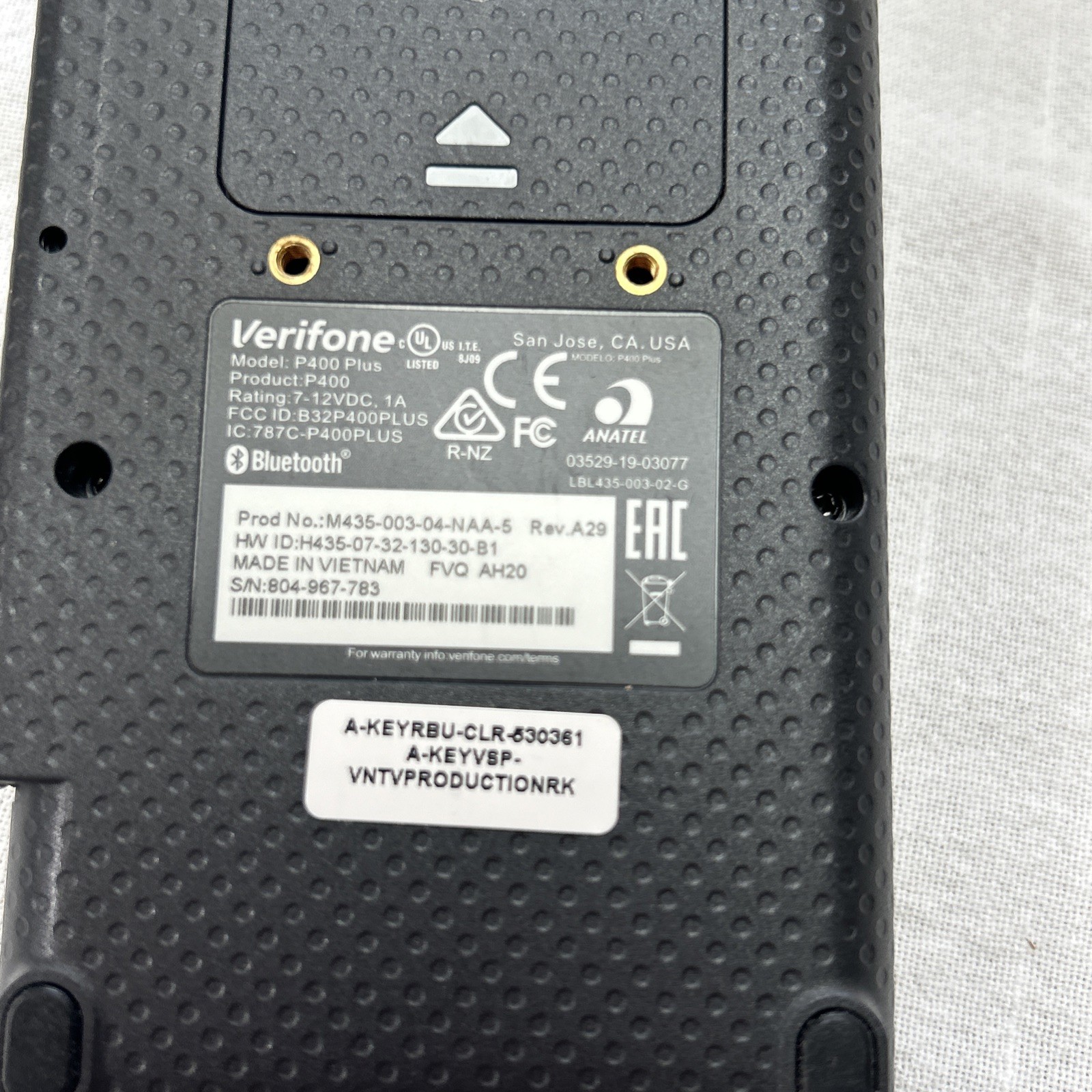 Verifone P400 Plus Credit Card Terminal USB Ethernet Cords