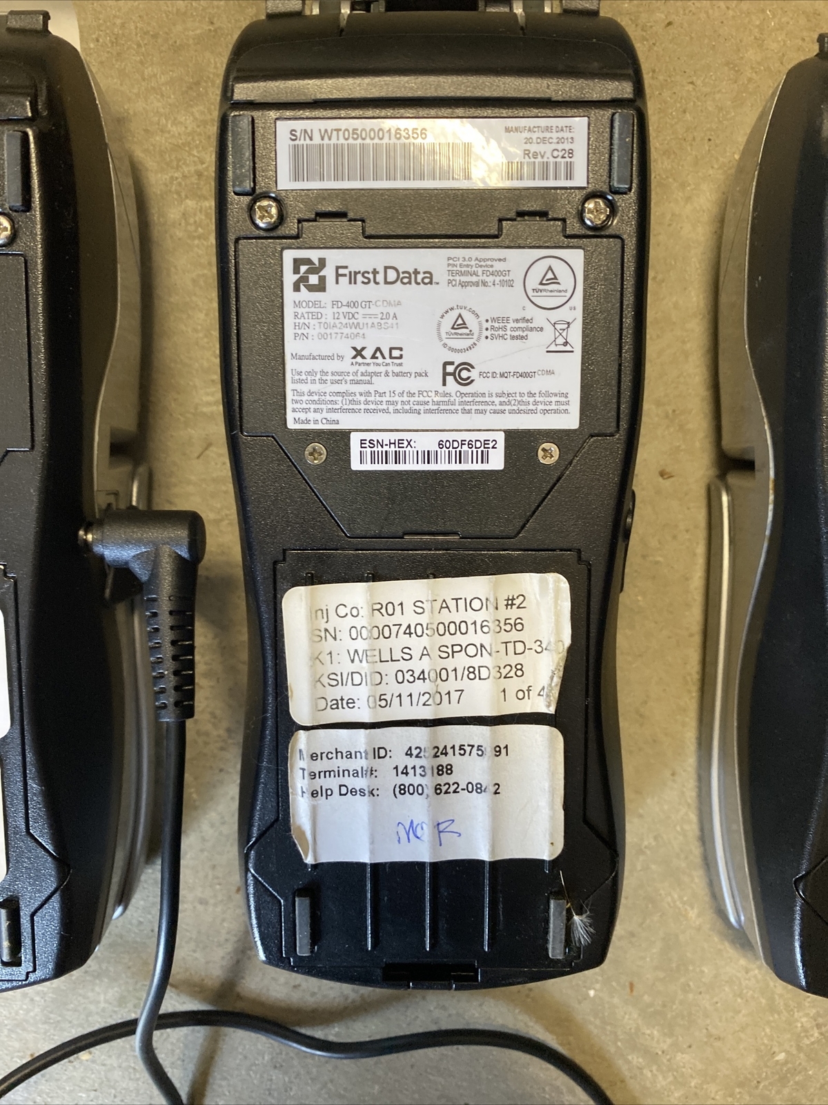 3 First Data FD-400GT Wireless Terminal Credit Card Machines with 2 Power Cords