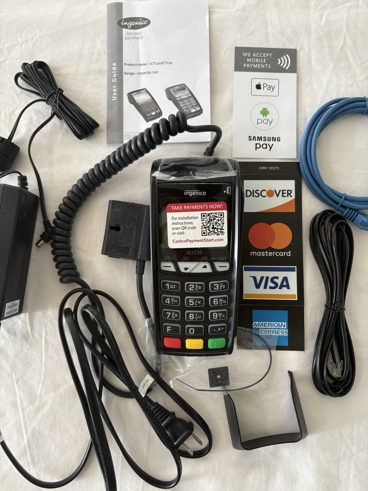 Ingenico ICT220 Credit Card Terminal ICT220/iCT250 with Accessories