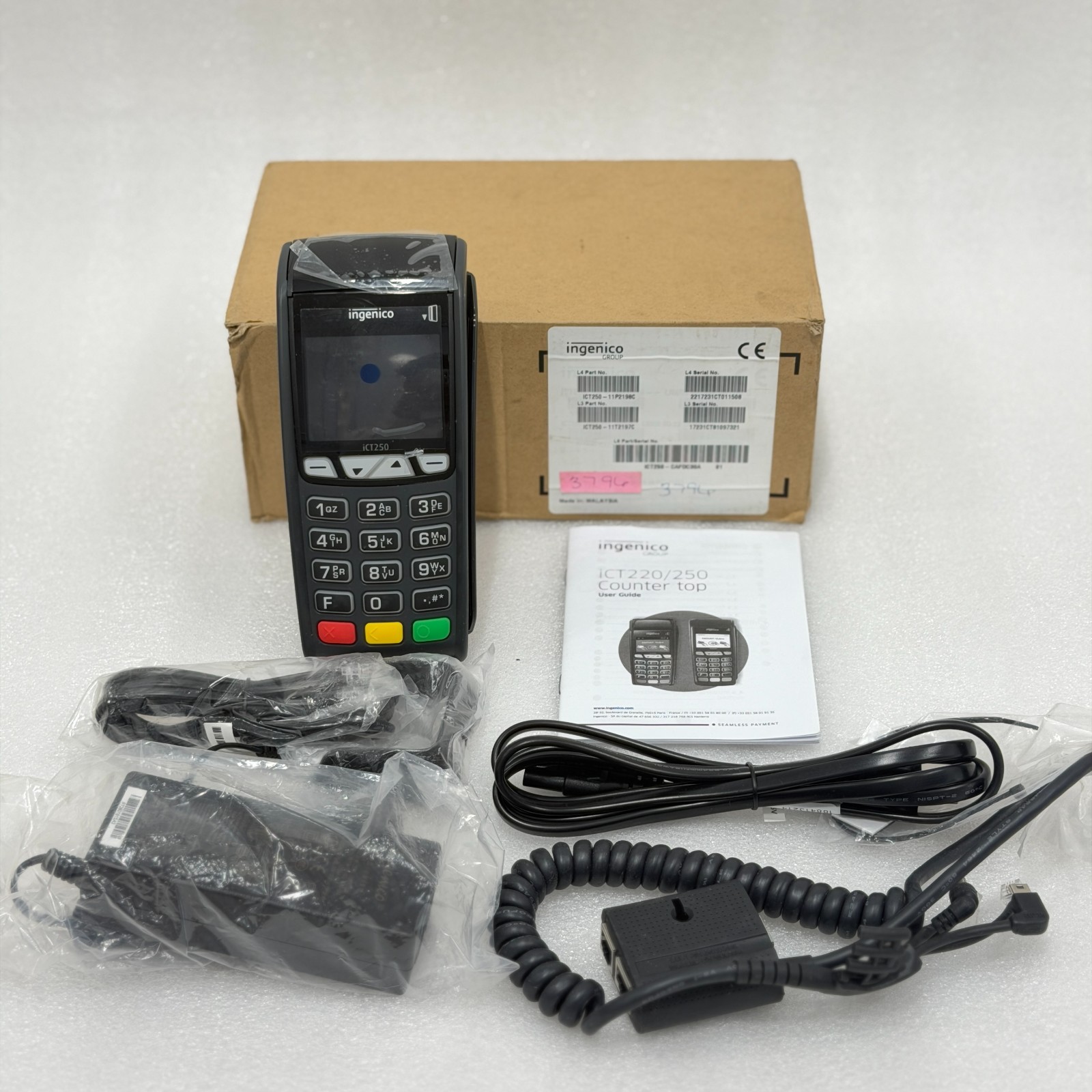 INGENICO ICT250 PAYMENT TERMINAL PIN PAD COUNTERTOP CARD READER KIT