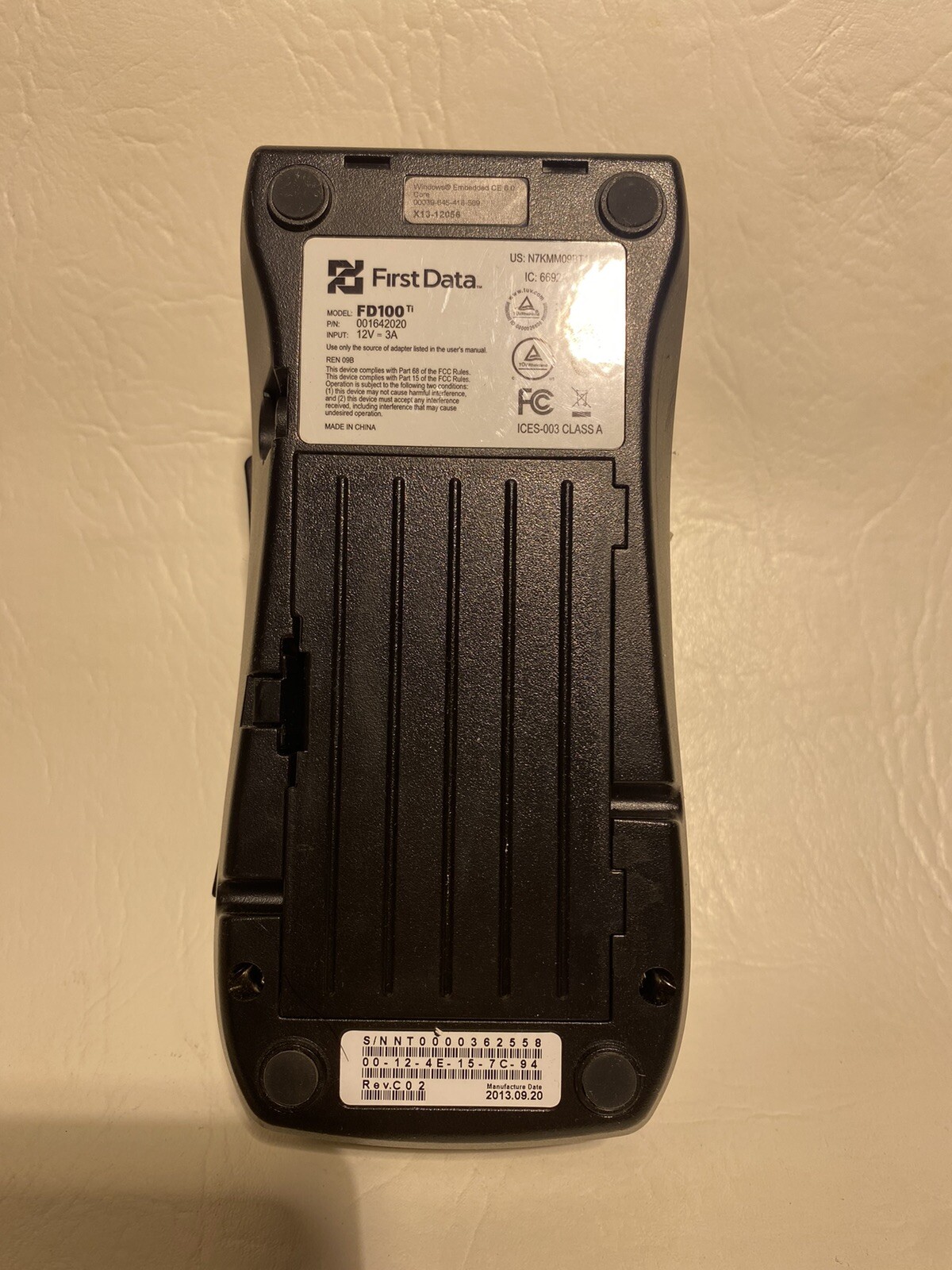 First Data FD100Ti Credit Card Reader 001642020 – No Power Supply TESTEDWORKING