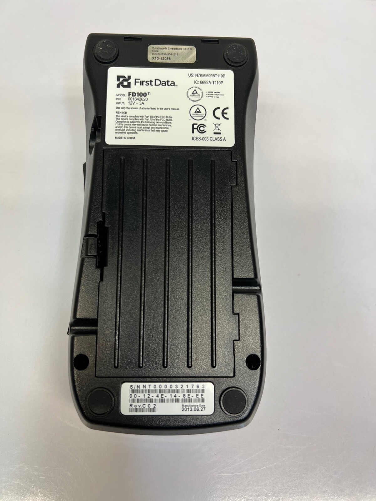 First Data FD100ti Silver Credit Card Terminal – Power cord