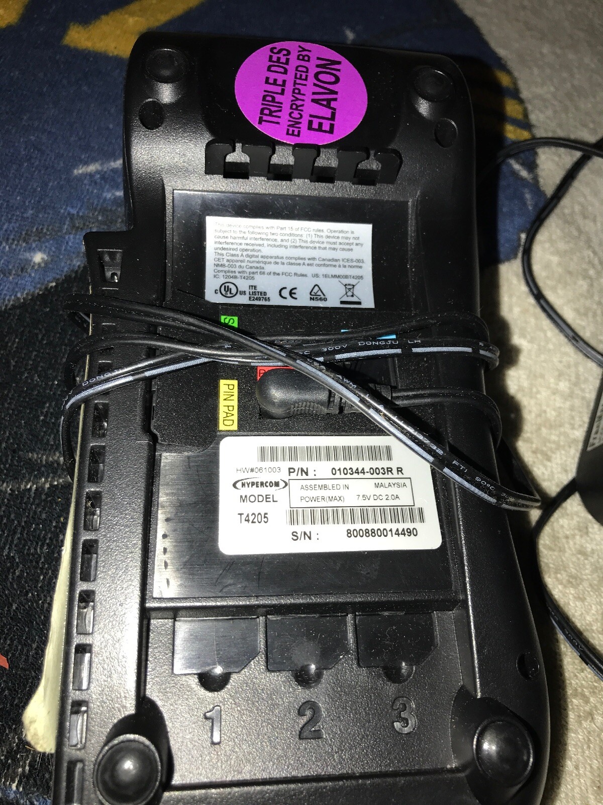 Credit Card Reader/Terminal Equinox T4205 With Power Cord Tested For Power