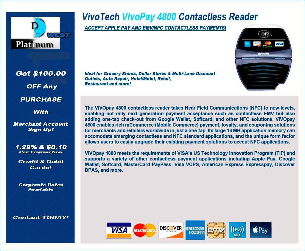 VIVOpay 4800 *Contactless NFC/EMV For POS & Electronic Cash Registers APPLE PAY