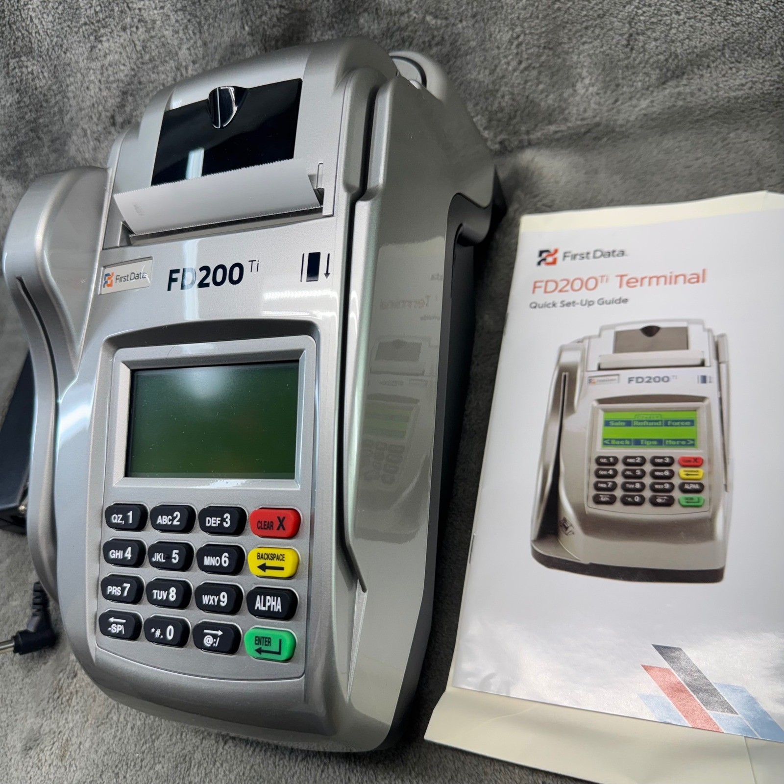 First Data FD200Ti Credit Card Terminal POS System with Power Adapter & Manual