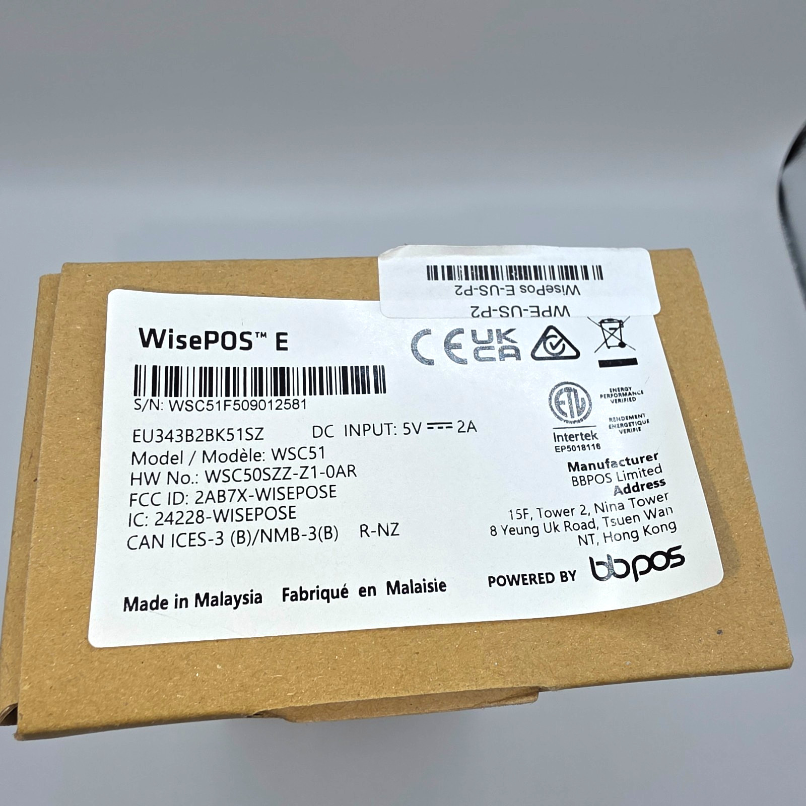 BBPOS WisePOS E Card Reader – Model: WSC 51 – with Battery and Docking Station