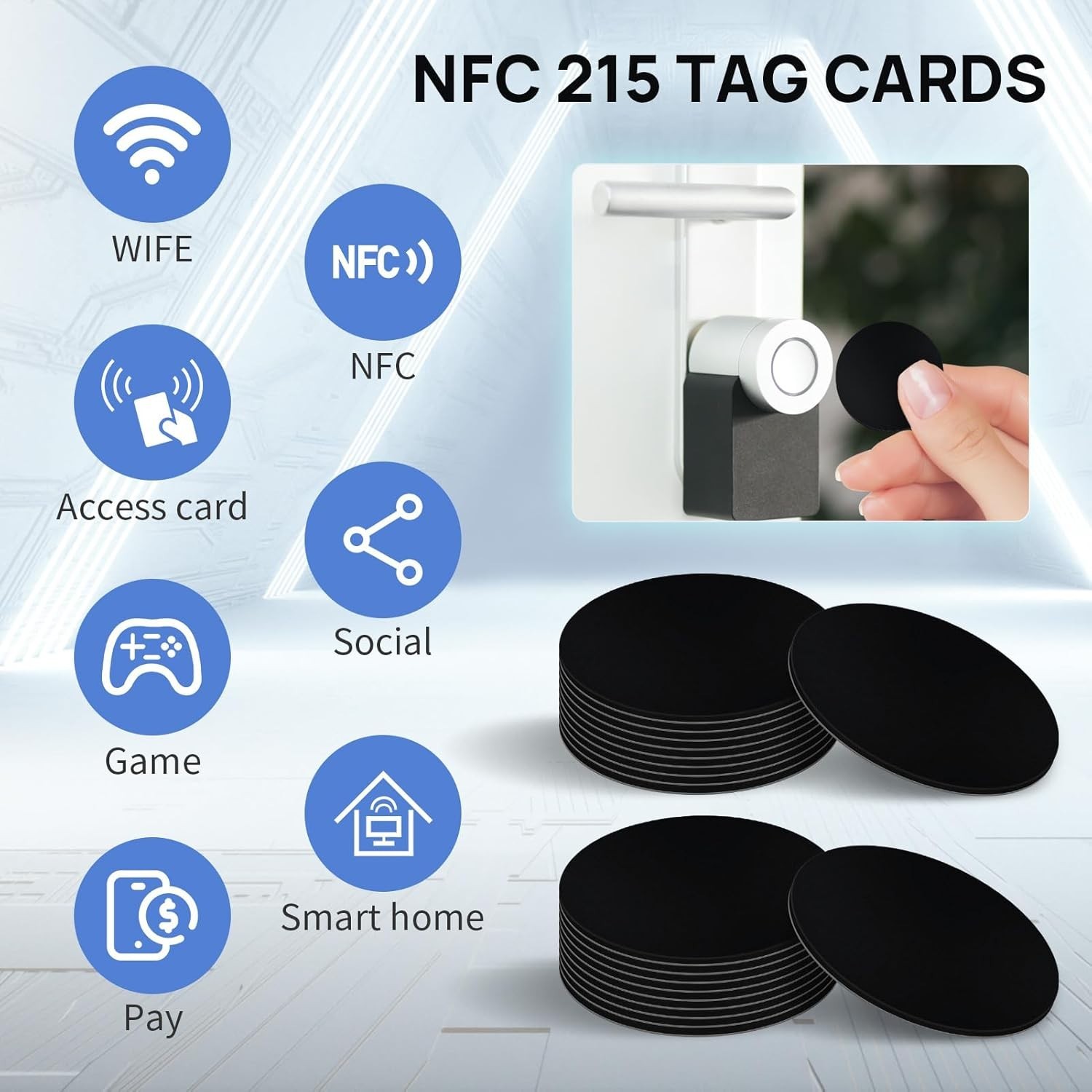 Versatile 20 Pcs NFC Stickers – 25mm Round Tags Compatible with All NFC Phones