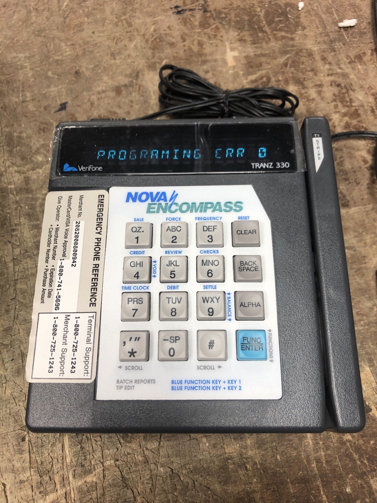 Verifone Tranz 330 Credit Card Terminal Reader with Power Cord