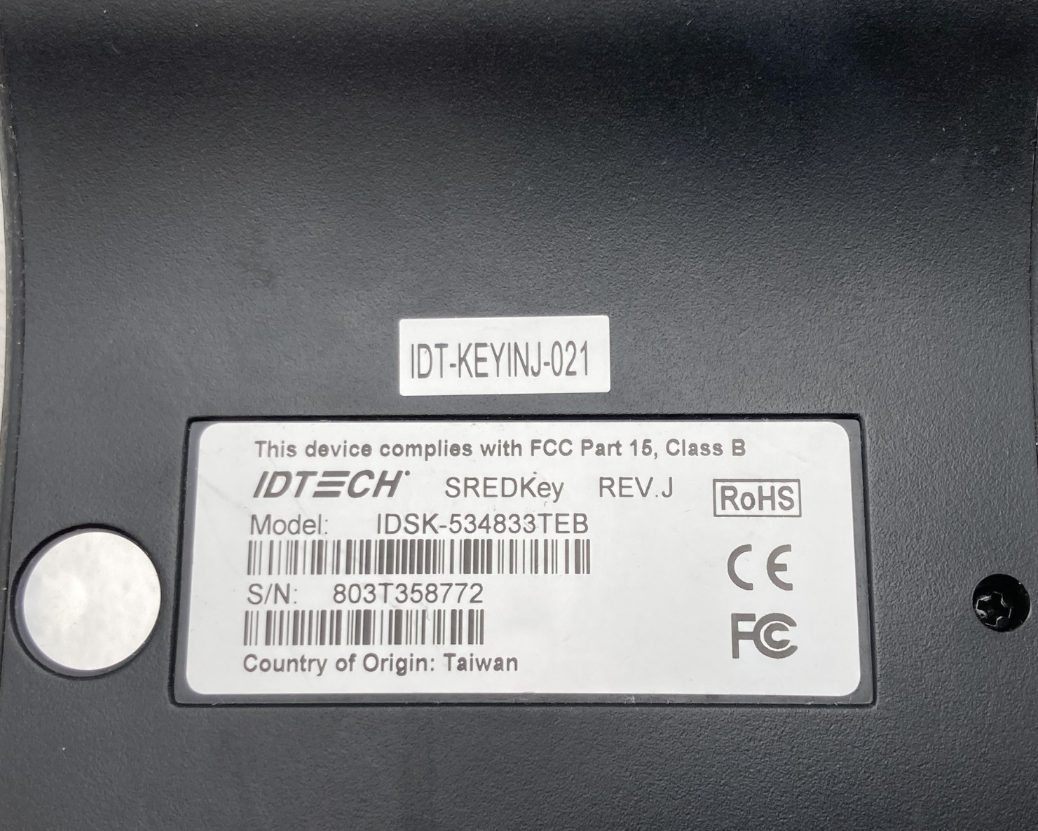 ID Tech SREDKey Secure USB Credit Card Reader Keypad IDT-KEYINJ-021-A