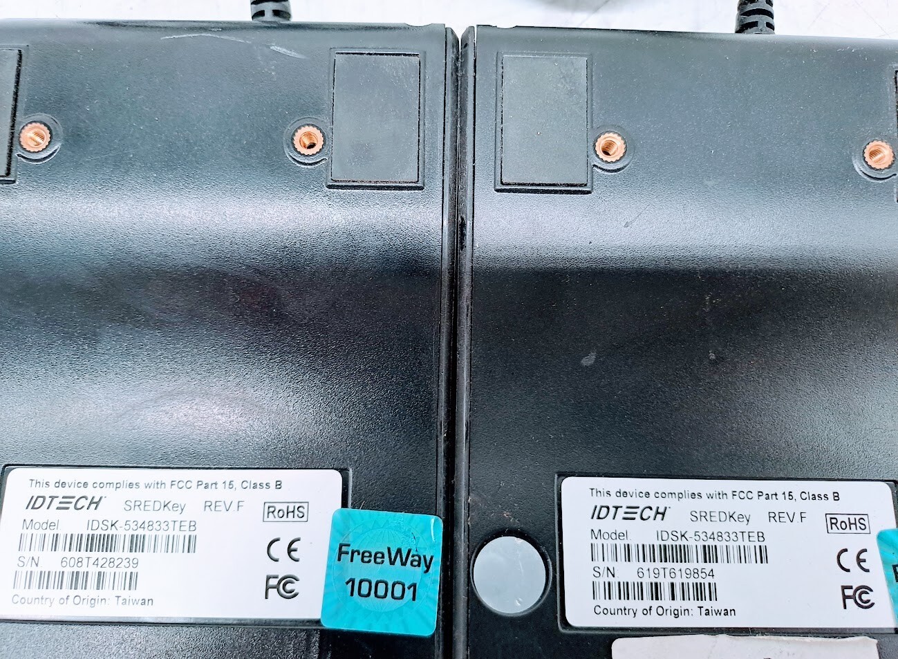 Lot of 2 IDTech IDSK-534833TEB SREDKey MagStripe USB Credit Card Reader